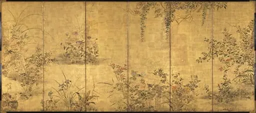 四季花野菜図屏風|Flowering Plants and Vegetables of the Four Seasons