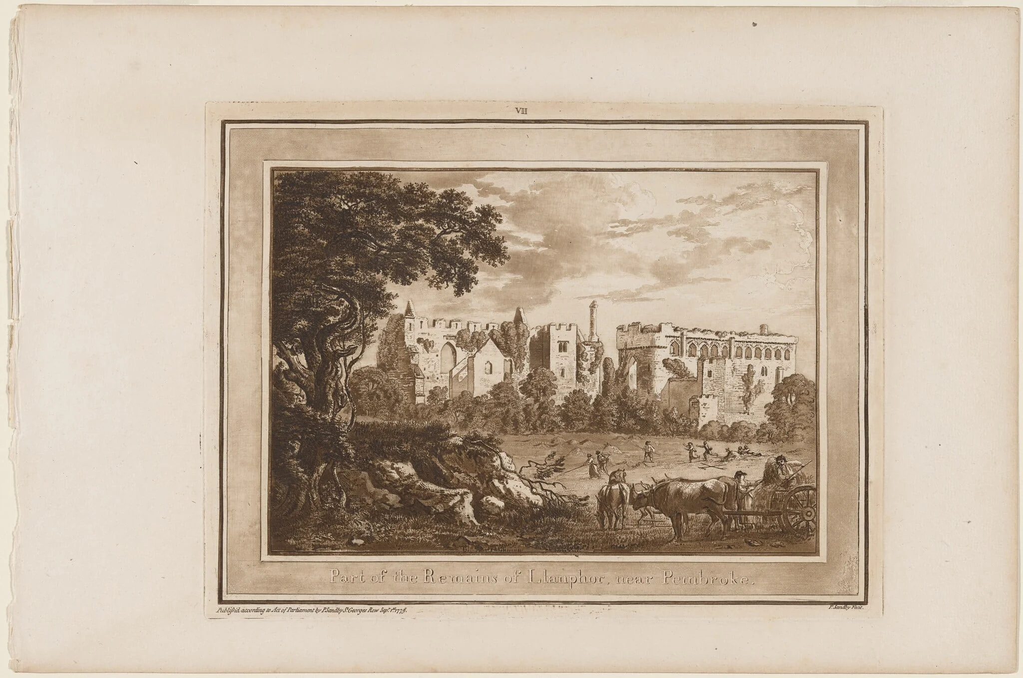 Part of the Remains of Llanphor near Pembroke, by Paul Sandby, ink, 1775