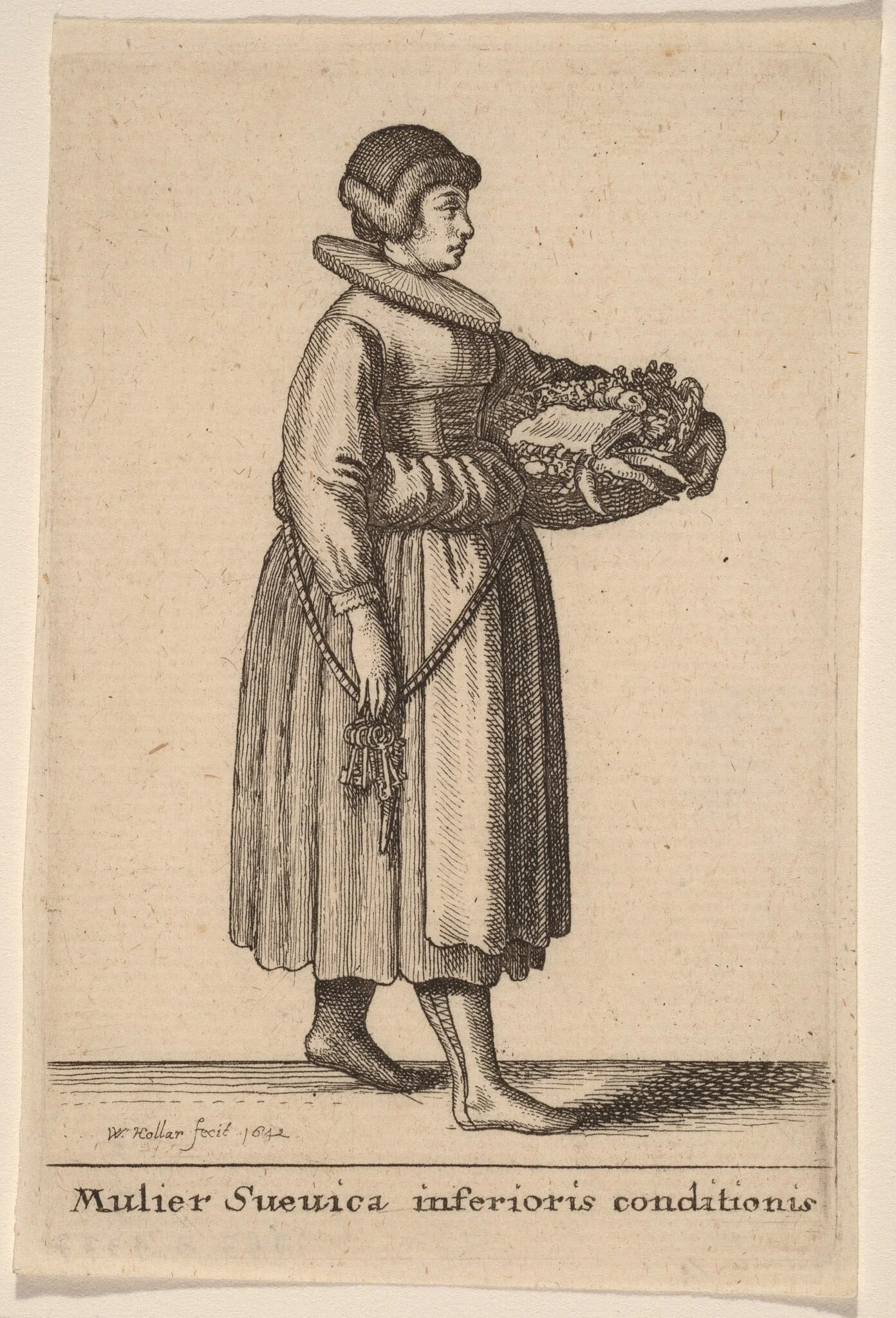 Mulier Svevica Inferioris Conditionis, by Wenceslaus Hollar, ink, 1642