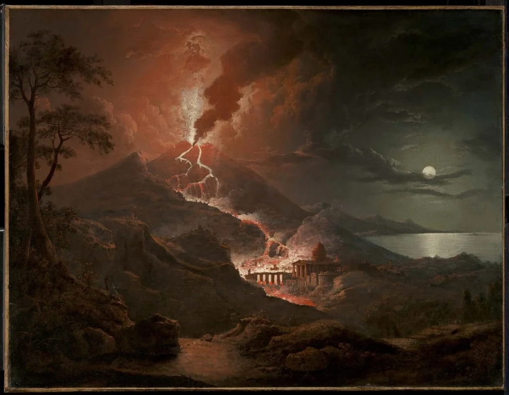 Eruption of Vesuvius with Destruction of a Roman City, by Sebastian Pether, oil, 1824