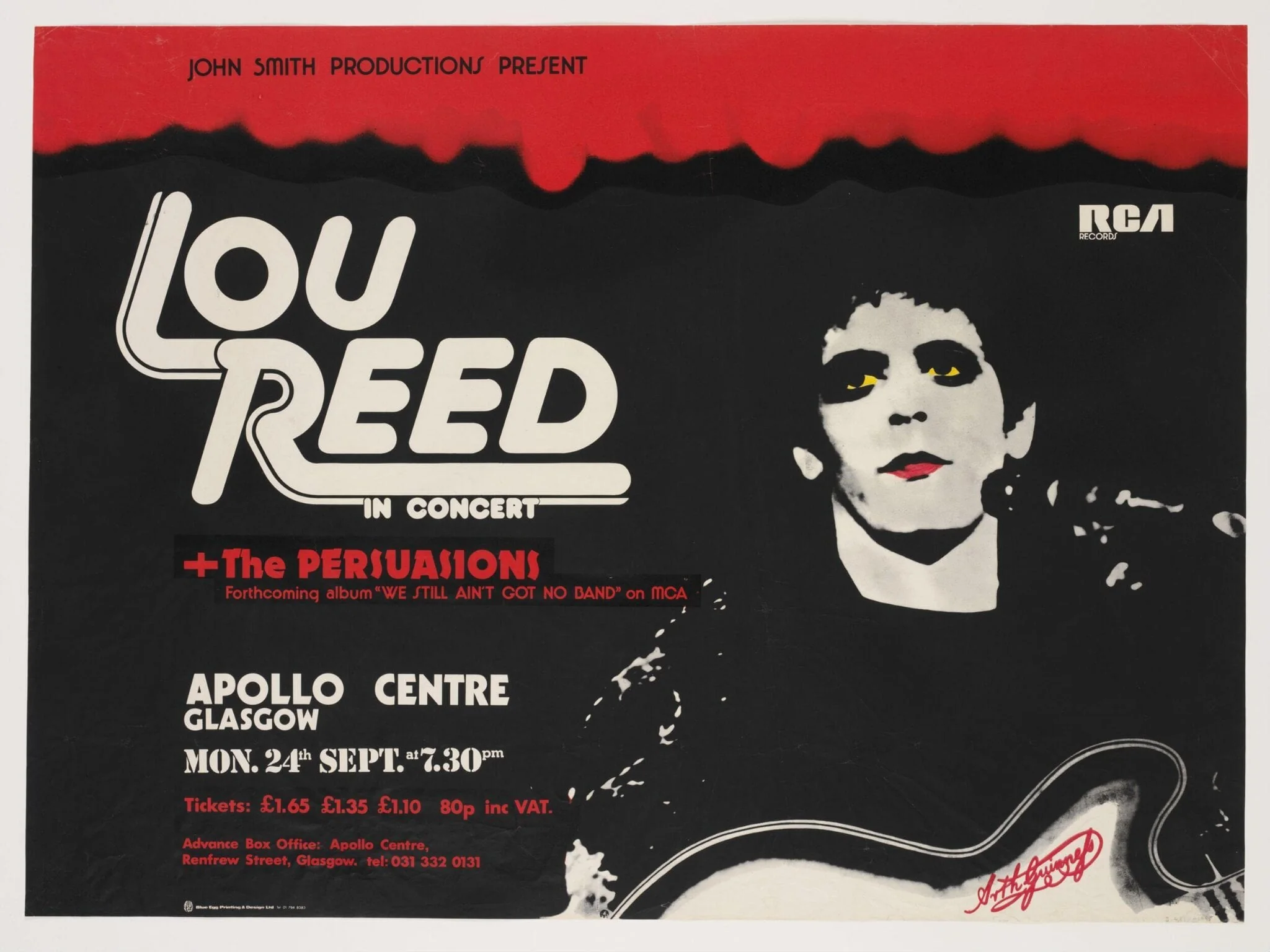 Lou Reed in concert, by Mick Rock, 1973