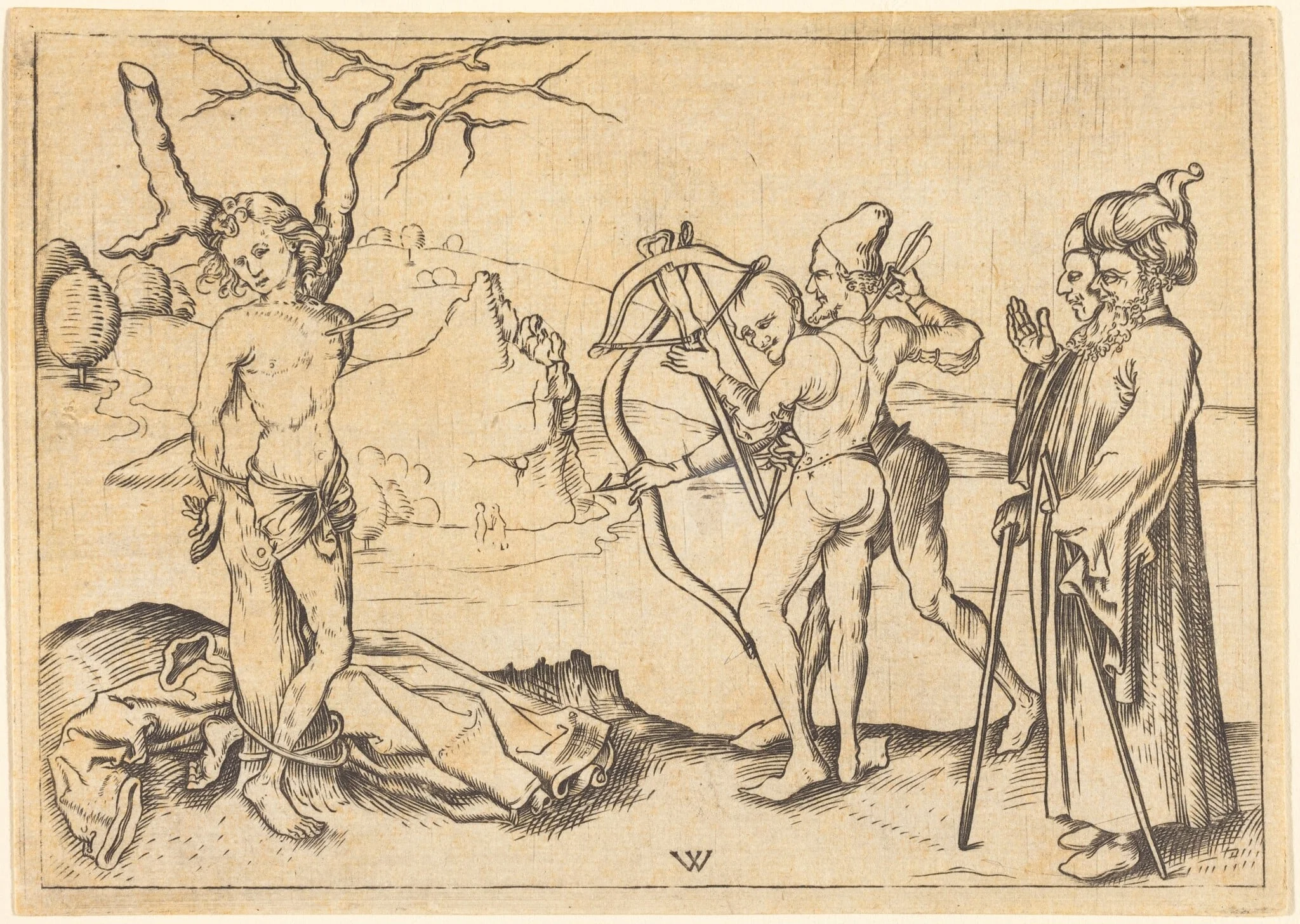 Martyrdom of Saint Sebastian, by German 18th Century, ink, 1750