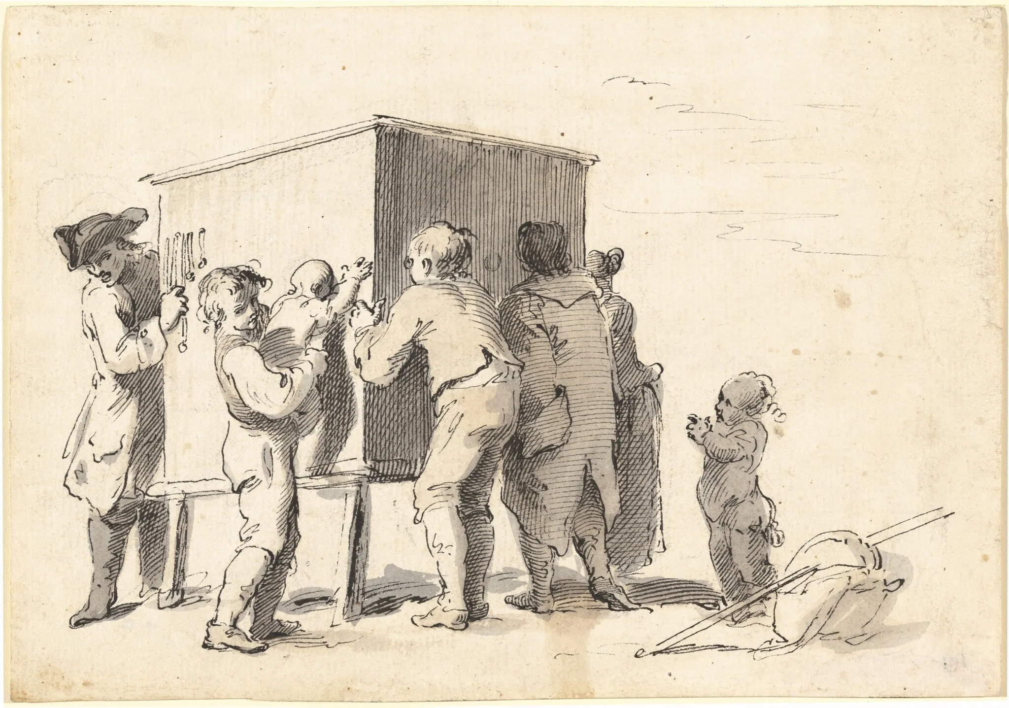 The Peep-Show, by Pietro Antonio Novelli, ink, 1766