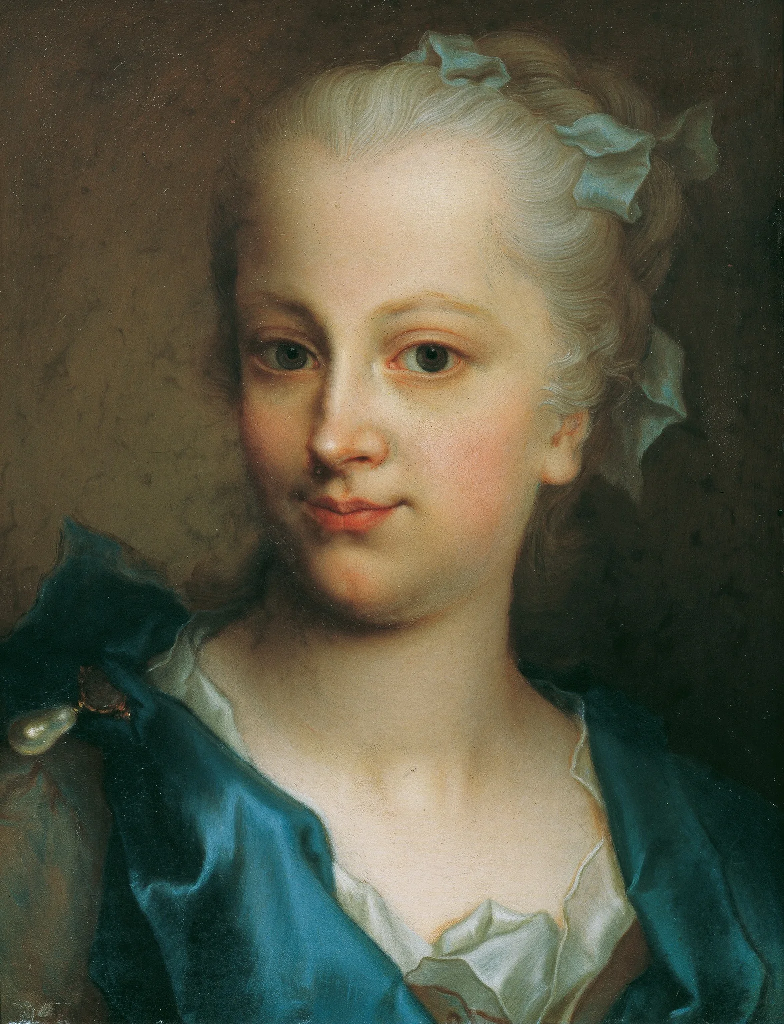 Mädchen in blauem Kleid, by Christian Seybold, oil, 1741