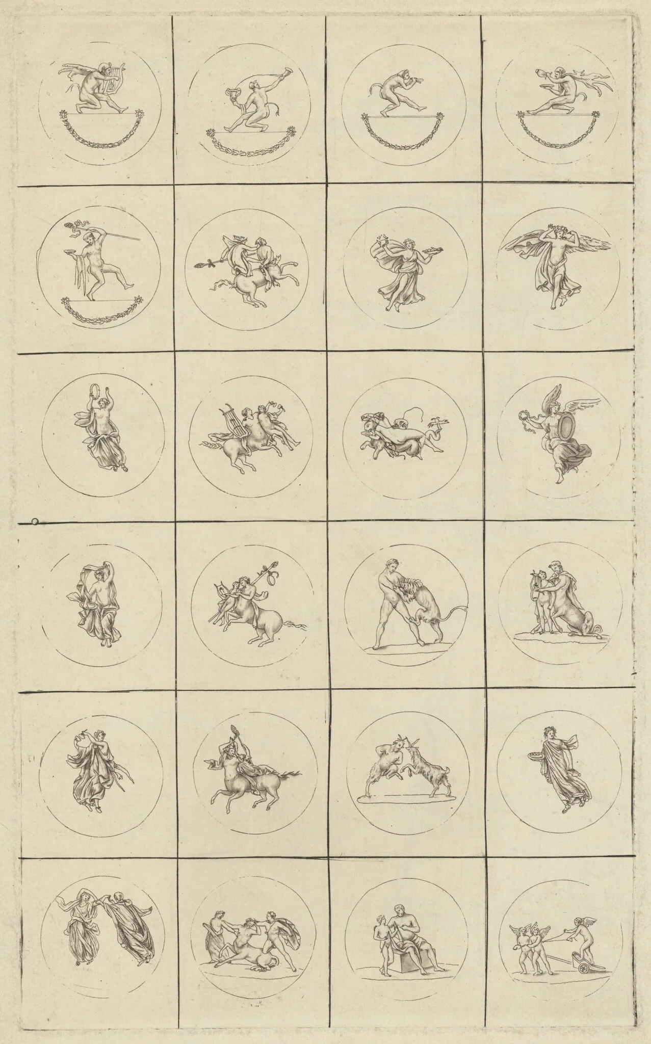 Mythological Roundels, by Jean-Philippe-Guy le Gentil Paroy Comte de, ink, 1794