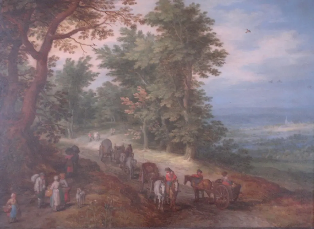 Travelers on a Hilltop Road