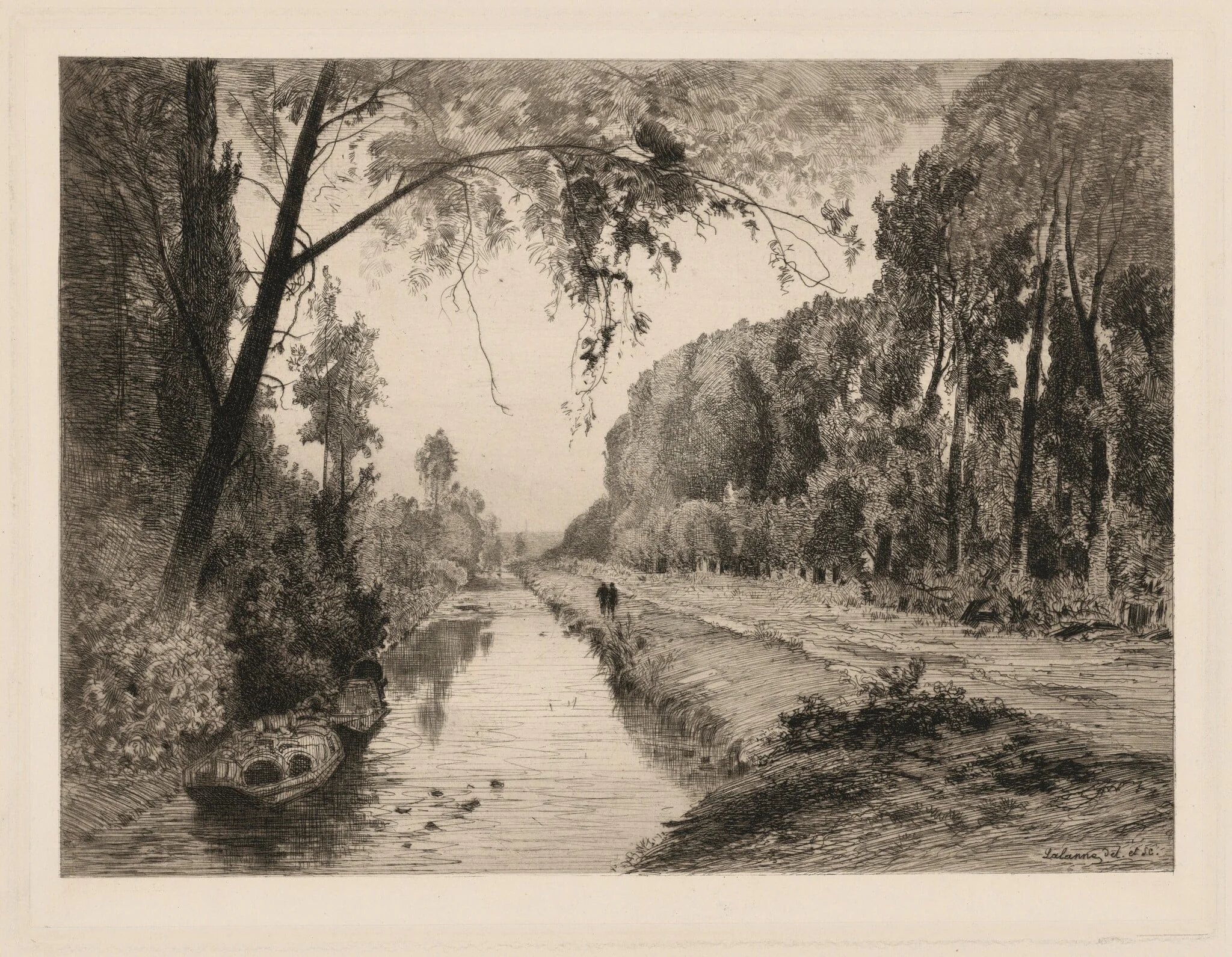 Le Canal à Pont-Saint-Maxence, by Maxime Lalanne, ink, 1877