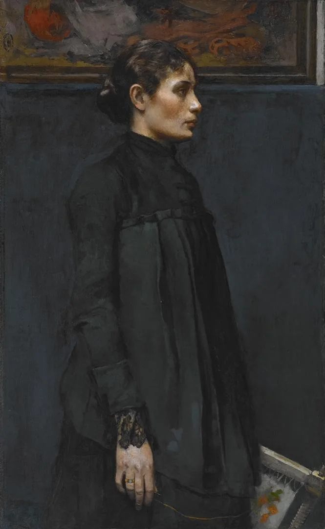 The Embroideress [Portrait of Mrs. Hitchcock], by Gari Melchers, oil, 1895