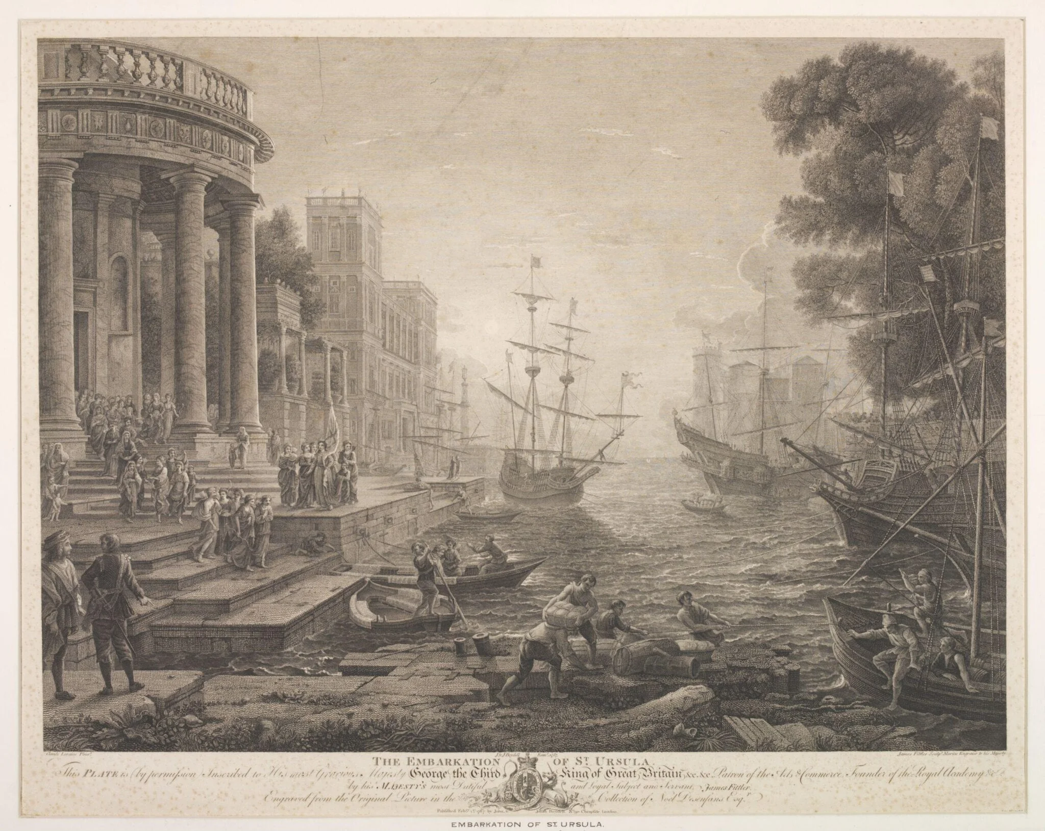 Embarkation of St. Ursula, by James Fittler, 1850