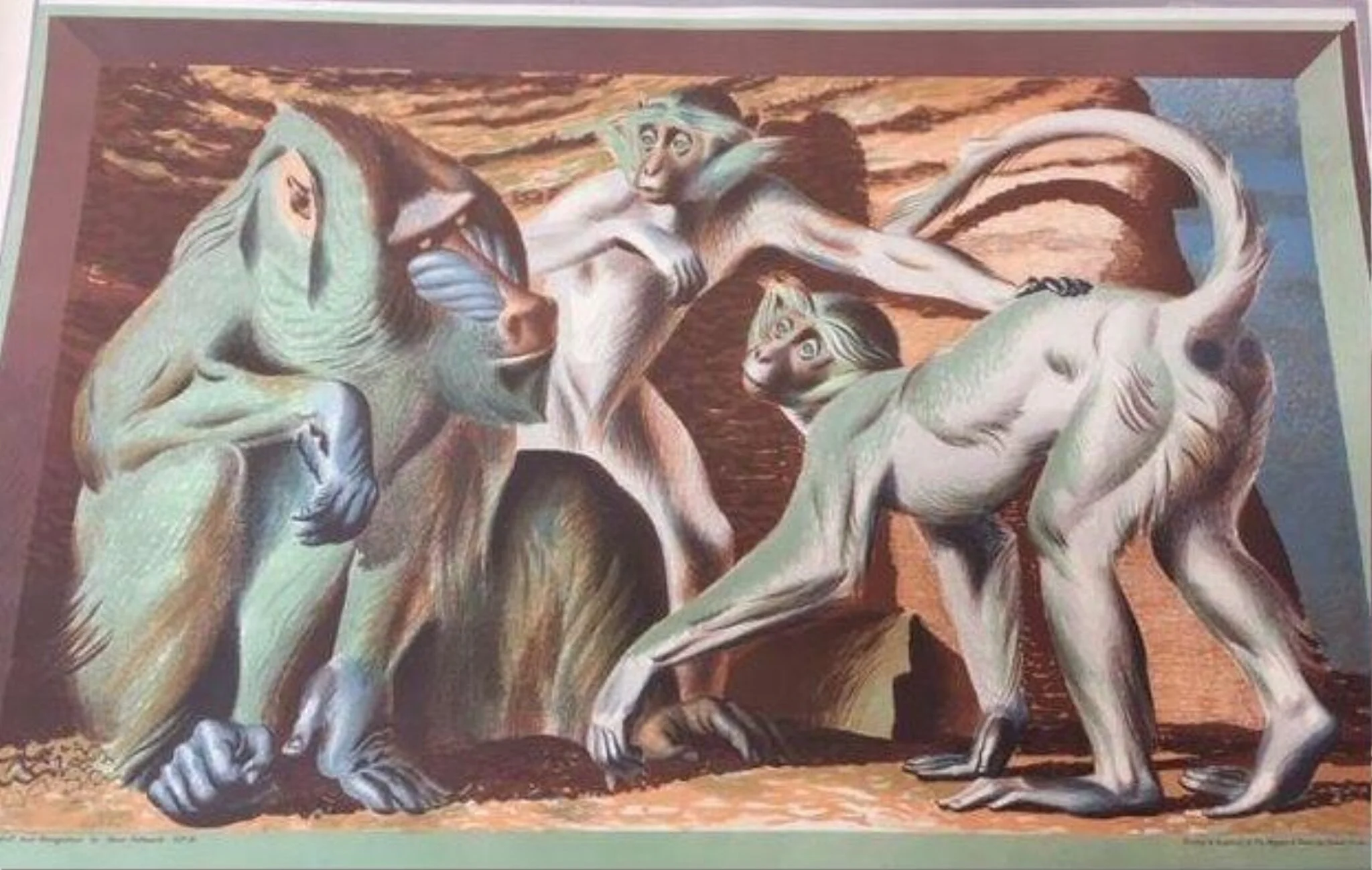 Mandrill and Mangabeys, by Hans Feibusch, 1946