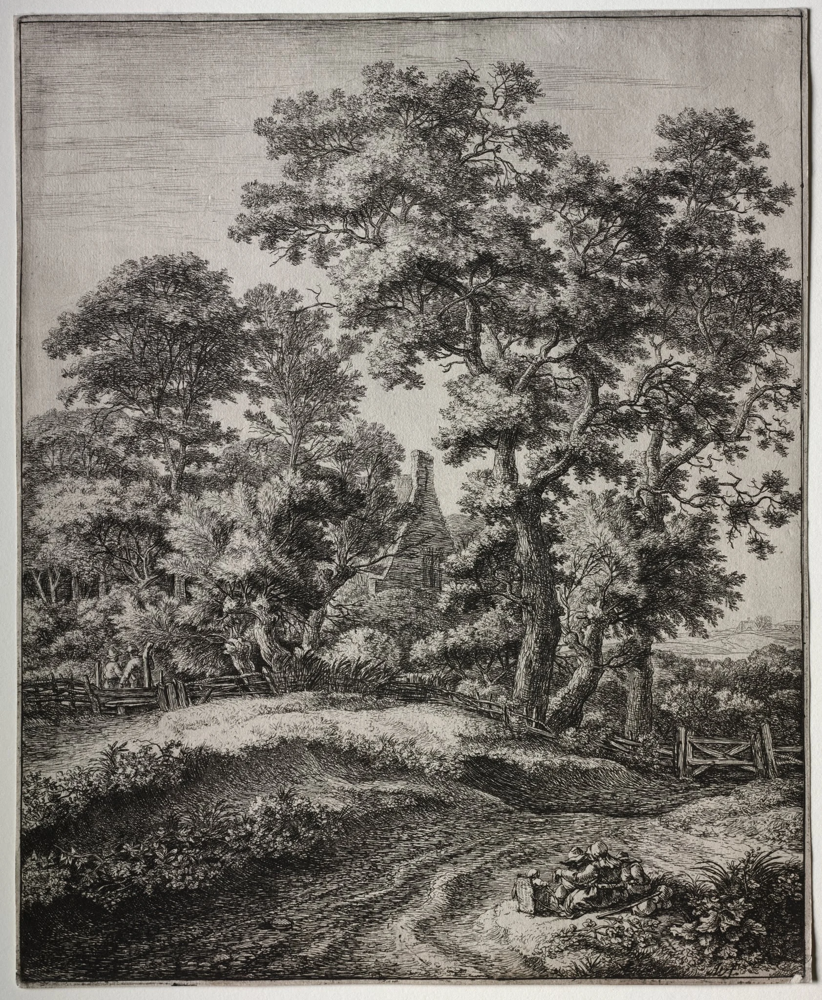 Six Large Upright Landscapes: A Mother and Three Children at Rest, by Antonie Waterloo, 1665