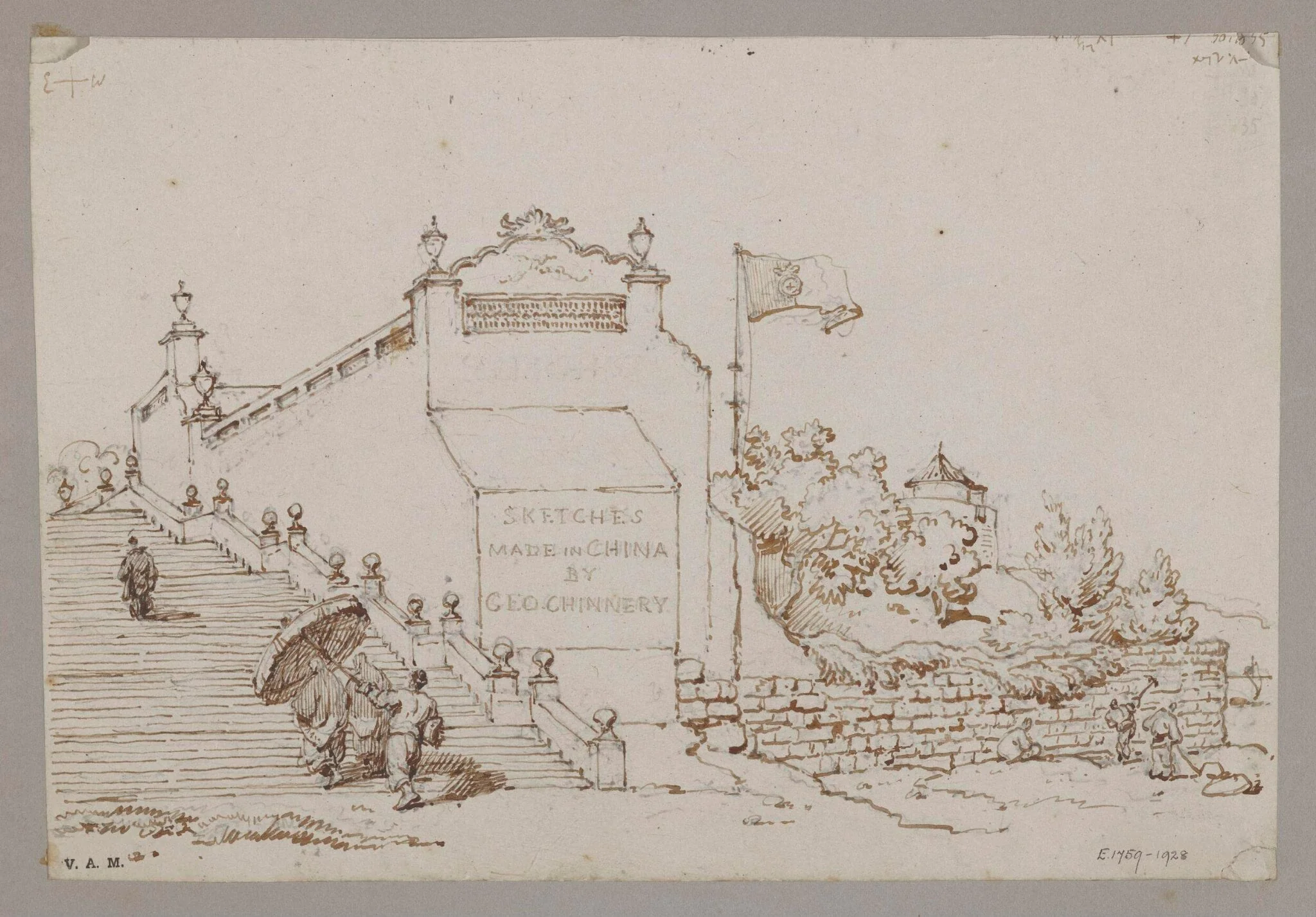 Part of Franciscan Church, Macao, by George Chinnery, 1835