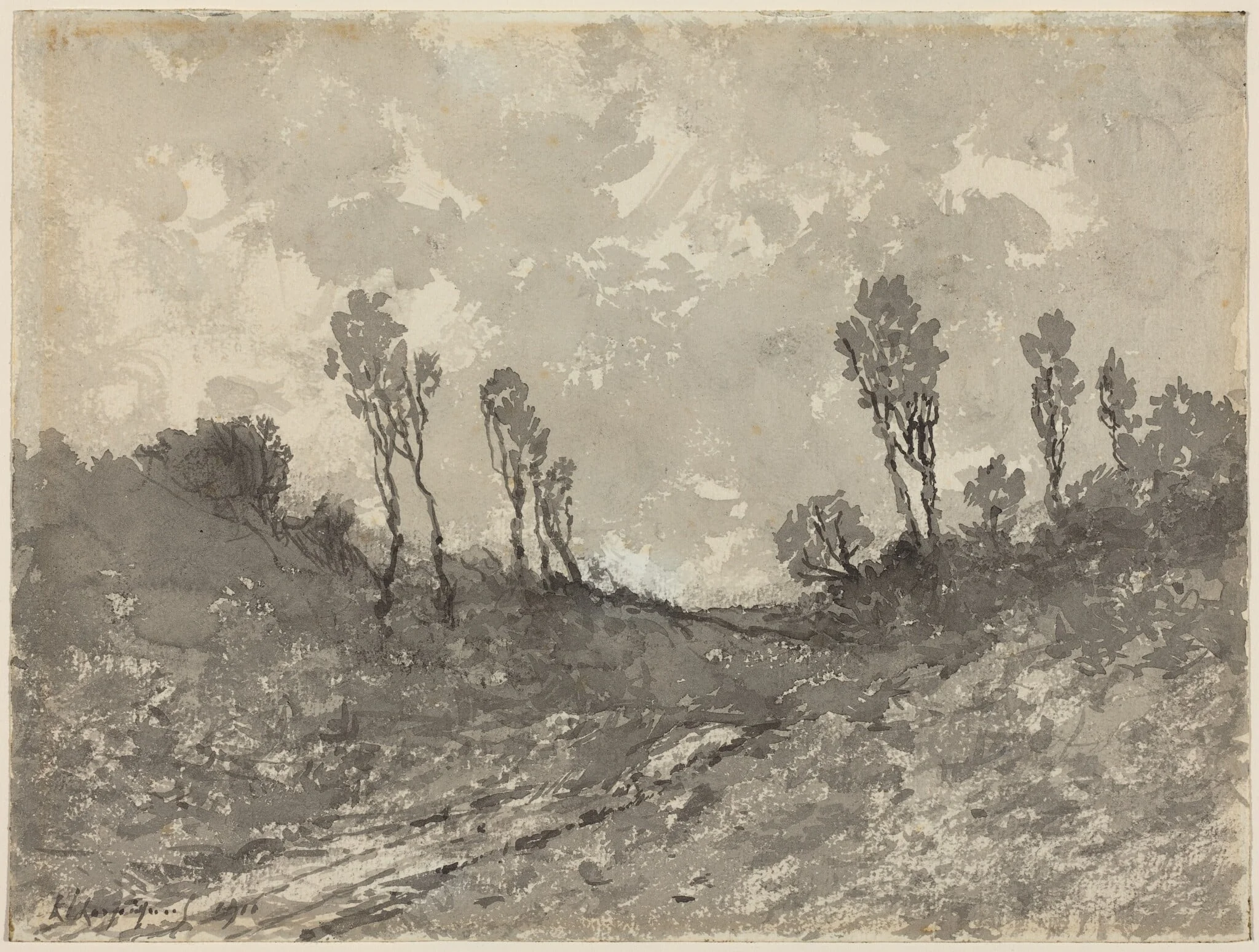 Road at Hérisson, by Henri-Joseph Harpignies, paint, 1911