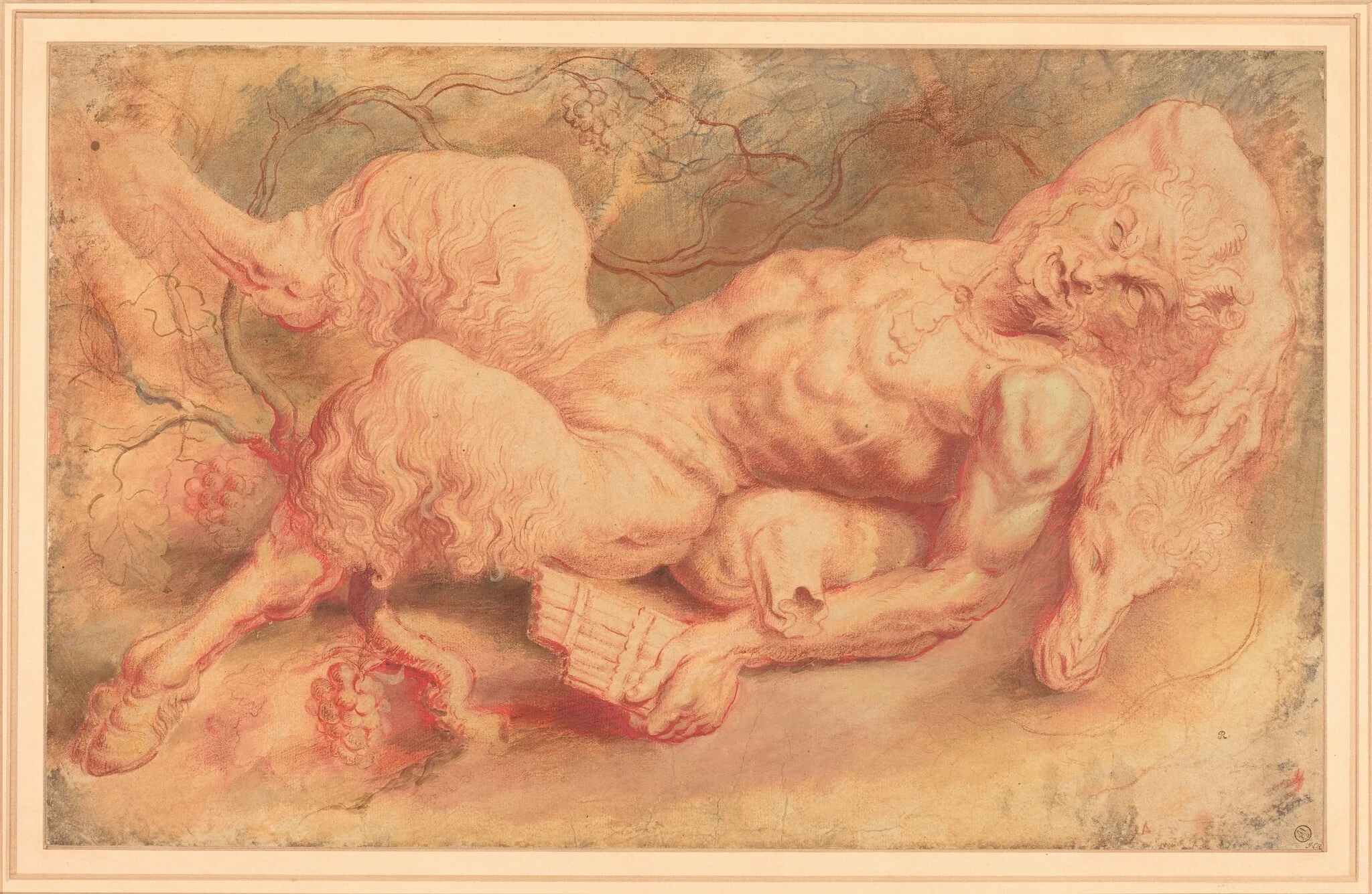 Pan Reclining, by Peter Paul, Sir Rubens, chalk, 1610