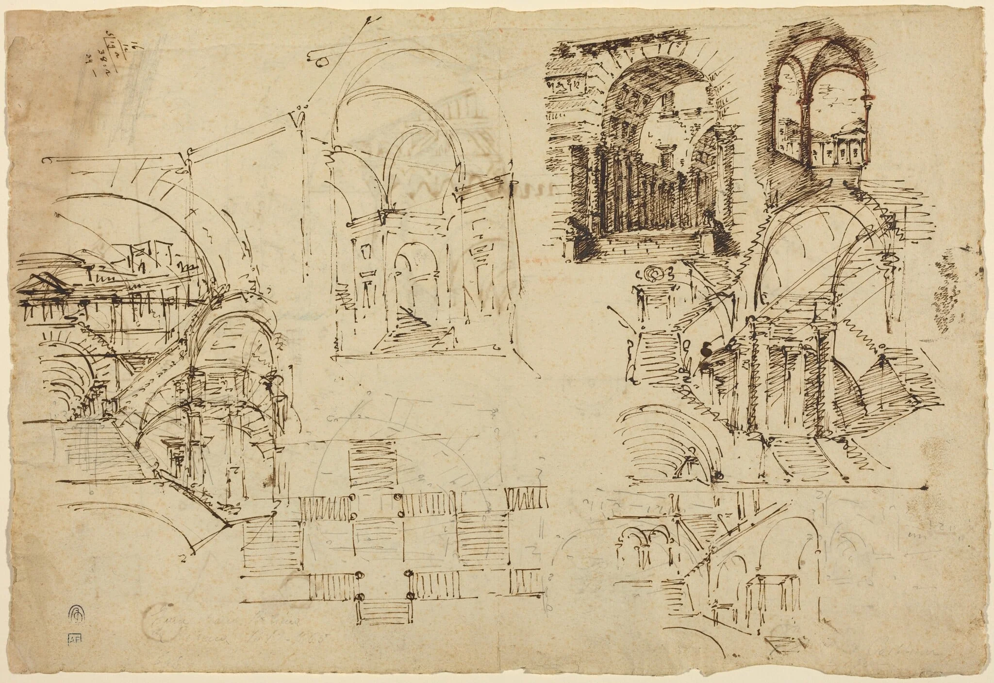 Designs for Palatial Staircases [recto]