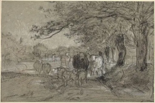 Cows and Sheep under Trees