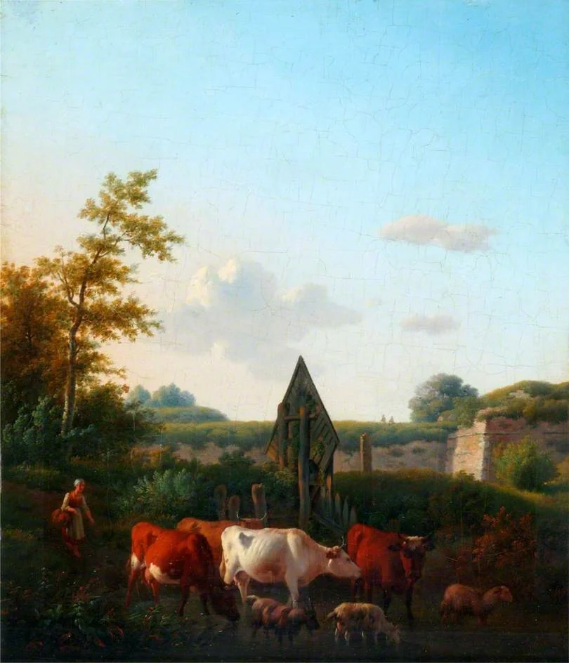 Landscape with Cattle, by Balthasar Paul Ommeganck, oil, 1808