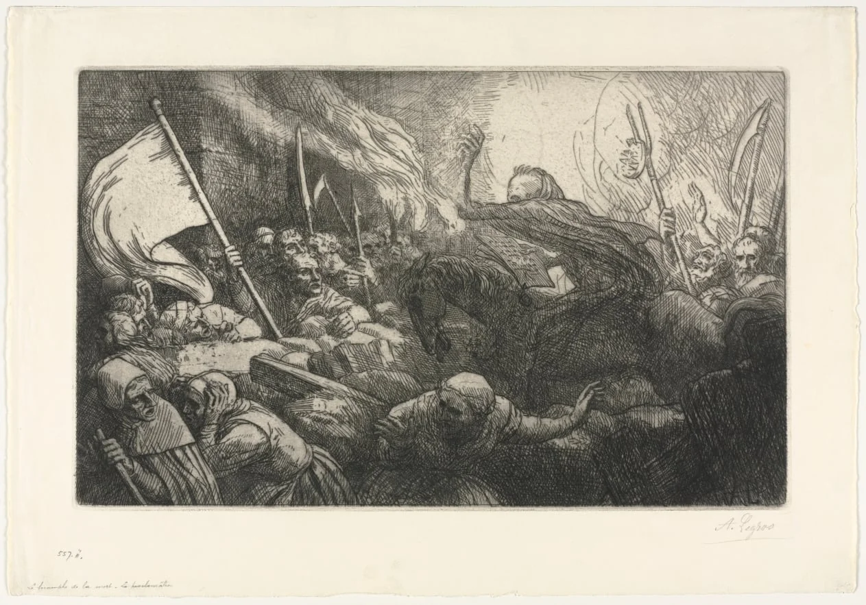 The Triumph of Death:  The Proclamation, by Alphonse Legros, 1880