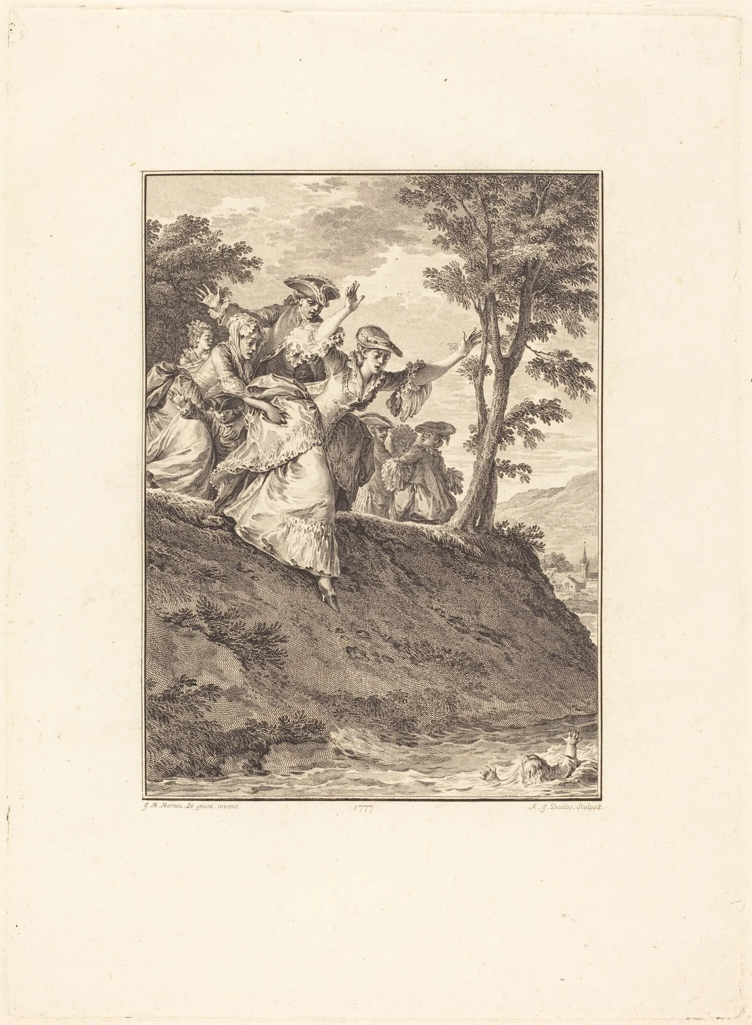 Elle s'élance après lui, by Antoine-Jean Duclos, ink, 1777