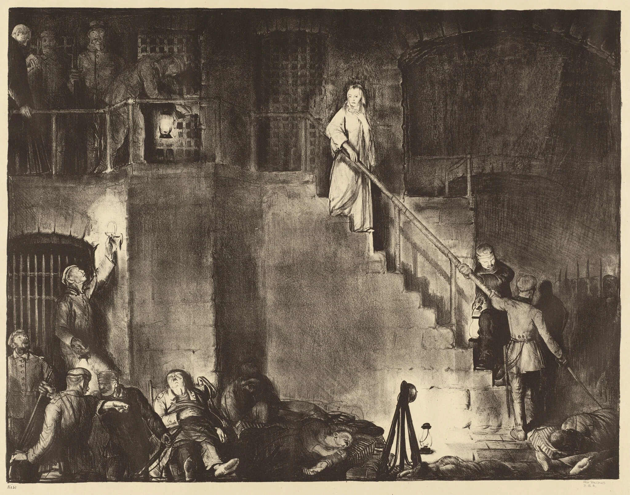 Murder of Edith Cavell, by George Bellows, ink, 1918