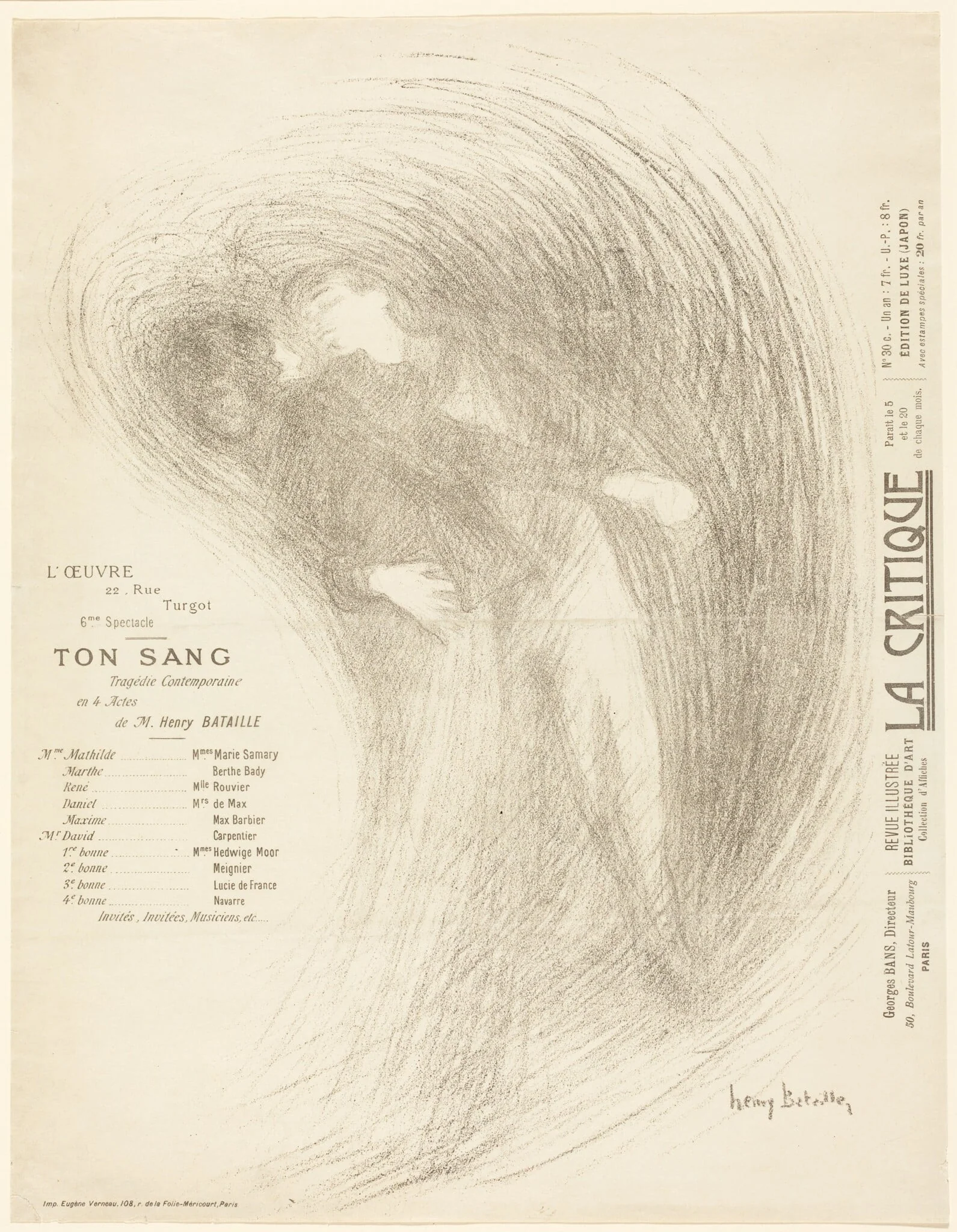Ton Sang, by Henri Bataille, ink, 1895