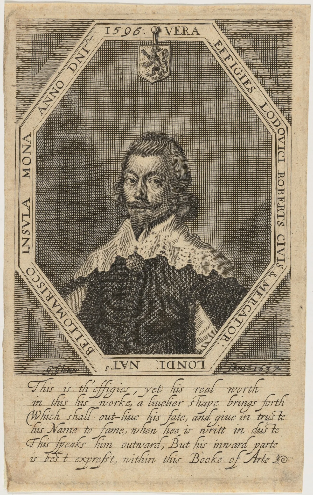 Lewis Roberts, by George Glover, ink, 1637