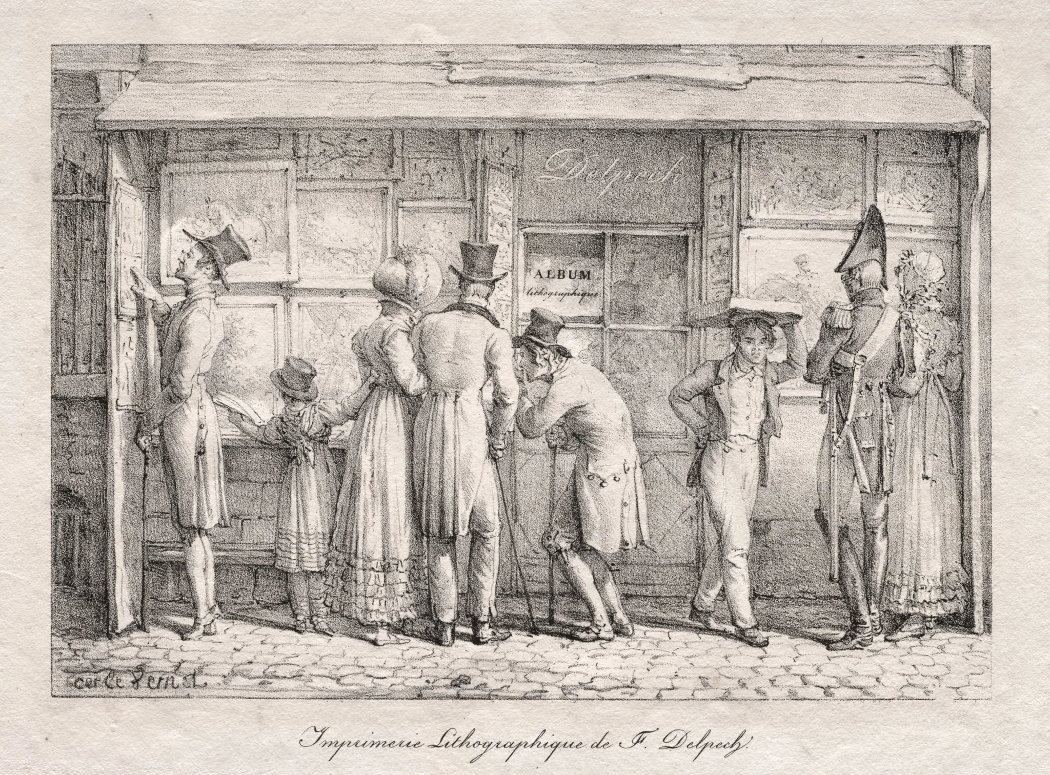 Delpech Lithographic Print Shop, by Carle Vernet, 1818