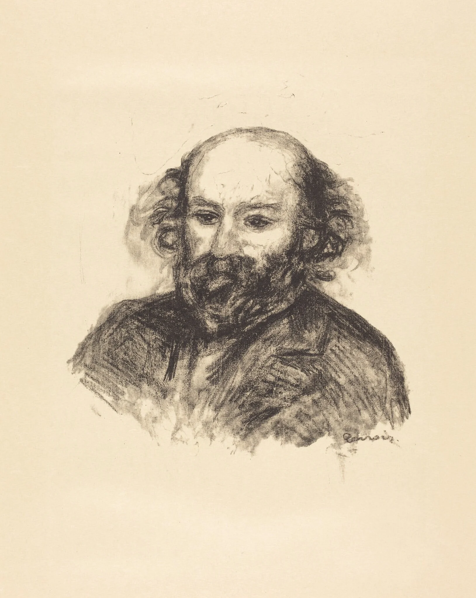 Paul Cezanne, by Auguste Renoir, ink, 1902