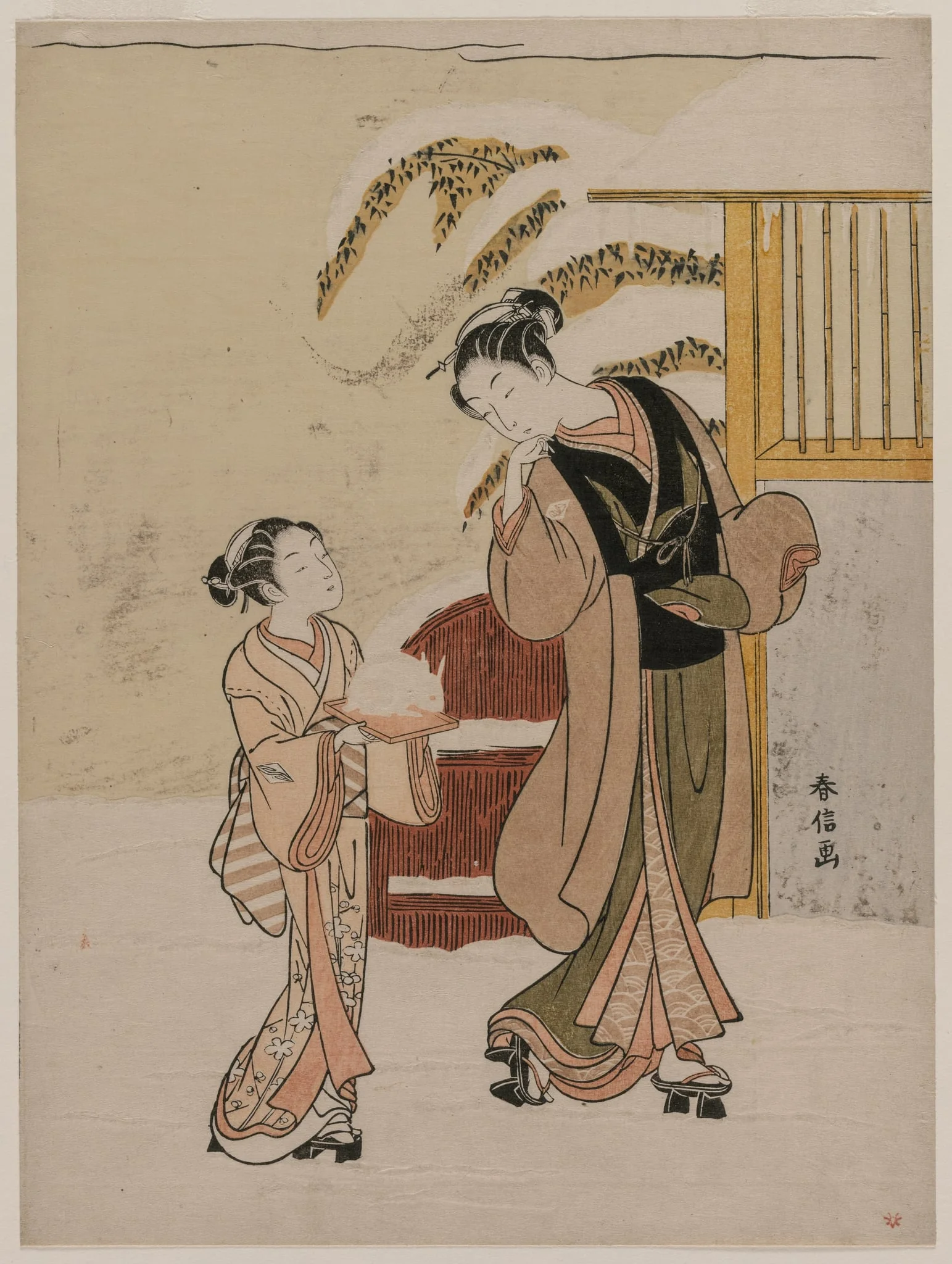 Young Woman Admiring a Snow Rabbit, by Suzuki Harunobu, 1764
