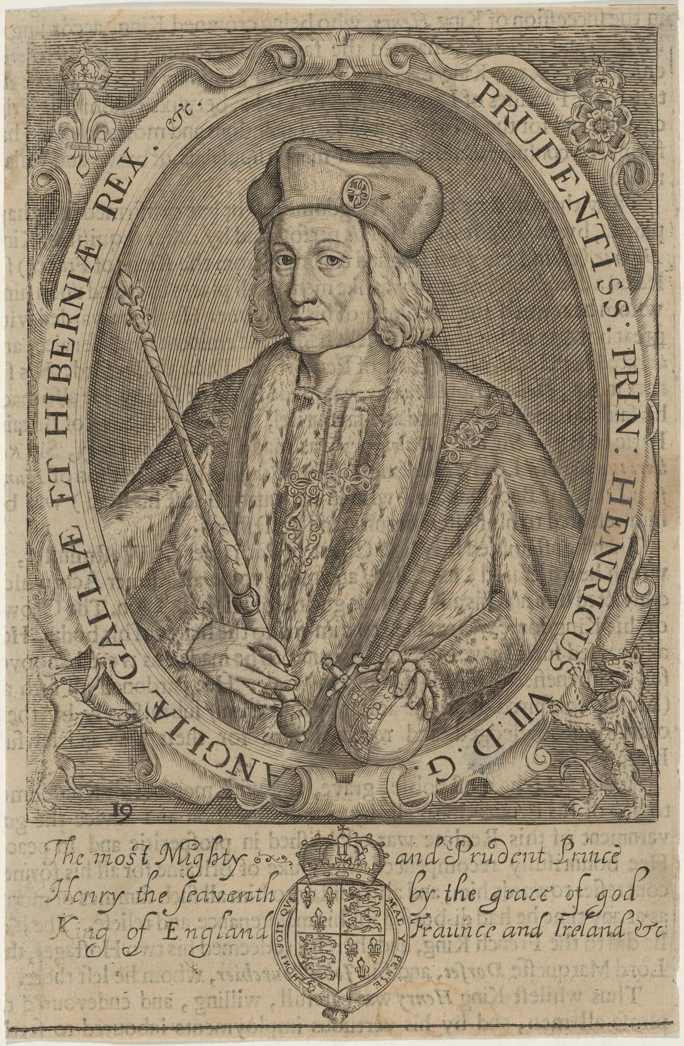 Henry VII of England, by Renold Elstrack, ink, 1638