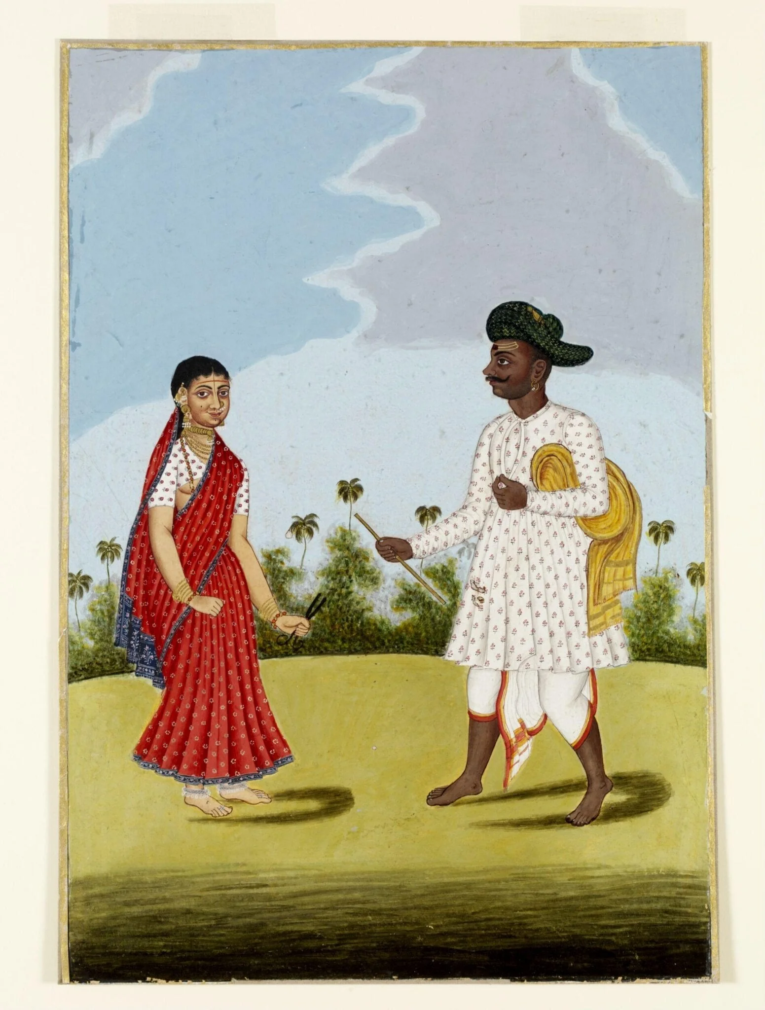 A Maratha tailor and his wife, by Unknown, paint, 1800