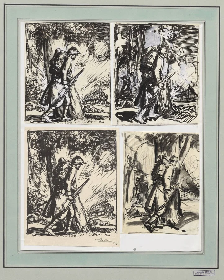 Fantassin à l'abri d'un arbre, by Auguste Lepère, 1914