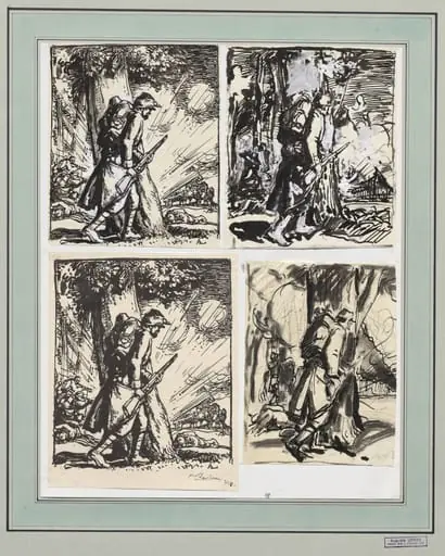 Fantassin à l'abri d'un arbre