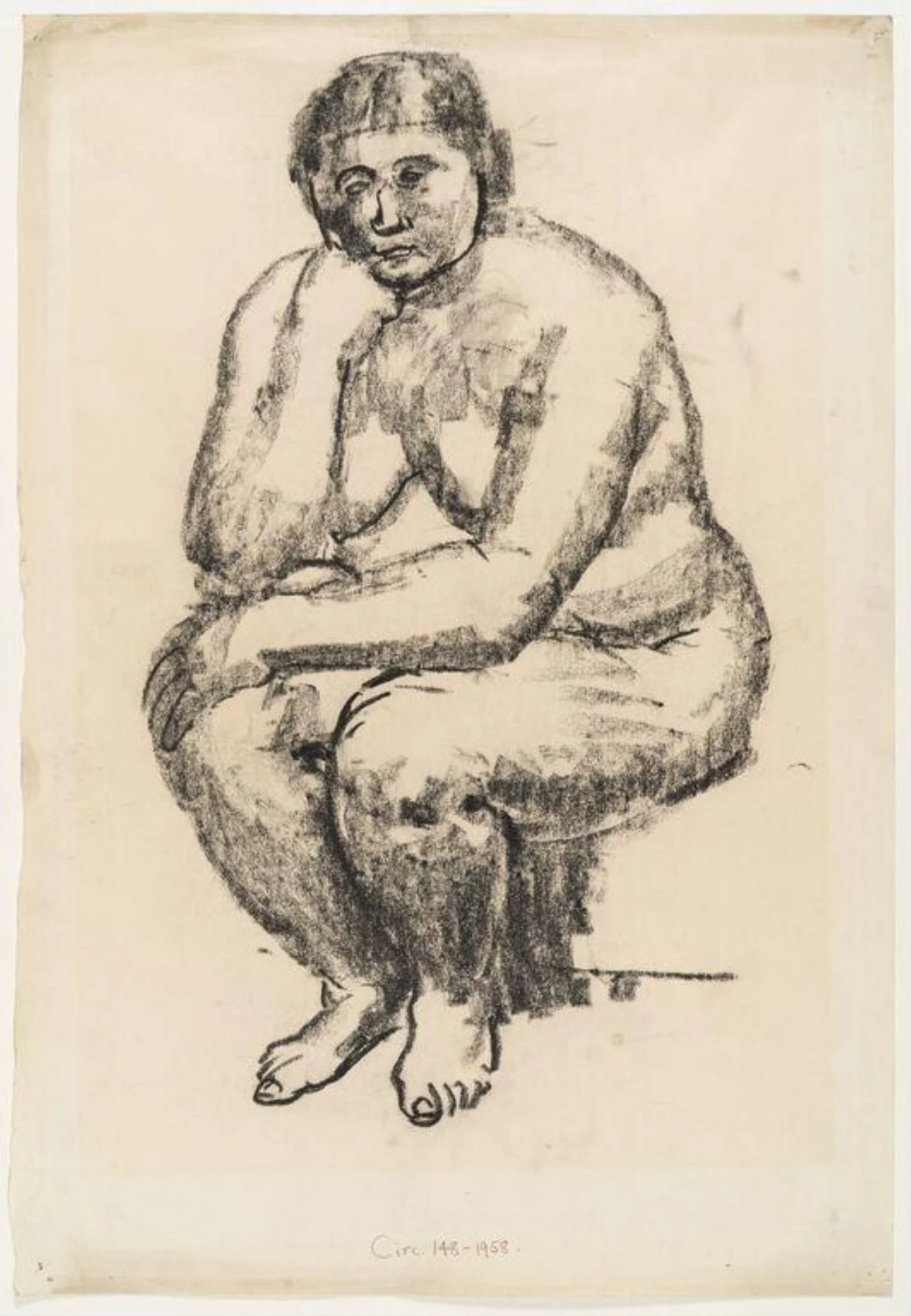 Study of a Seated Female Nude, by Raymond James Coxon, 1957