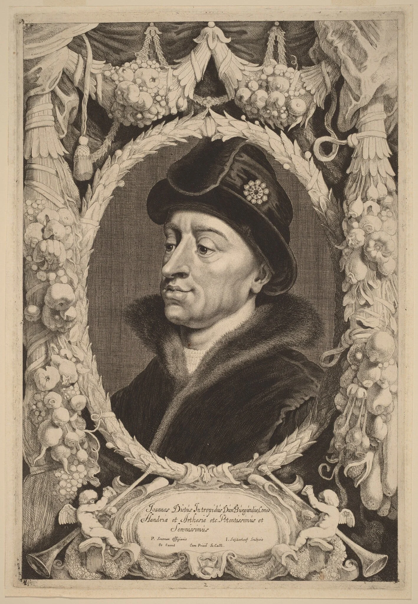 John the Fearless, Duke of Burgundy, by Jonas Suyderhoff, ink, 1650