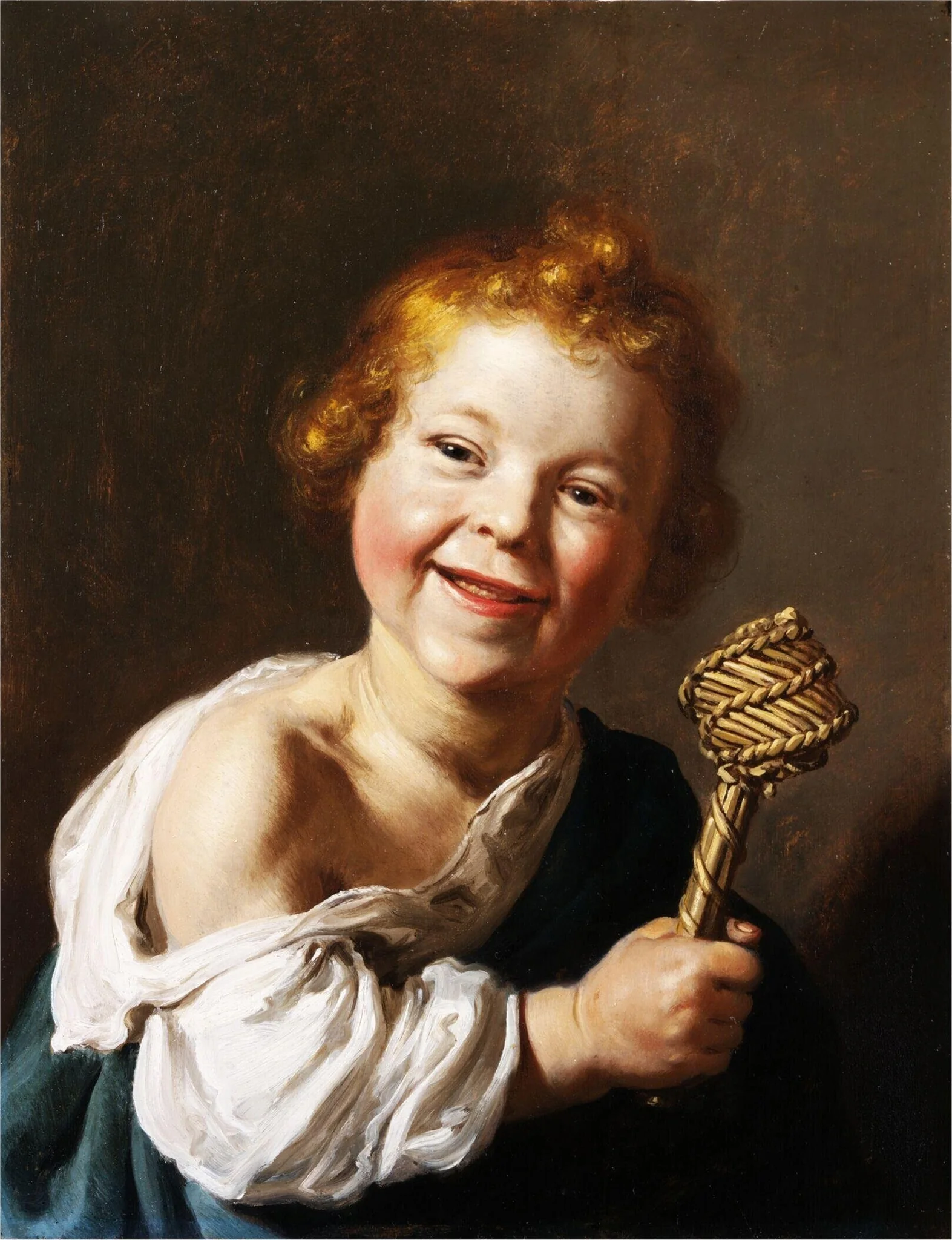 A Laughing Child Holding a Wicker Rattle, by Salomon de Bray, oil, 1700