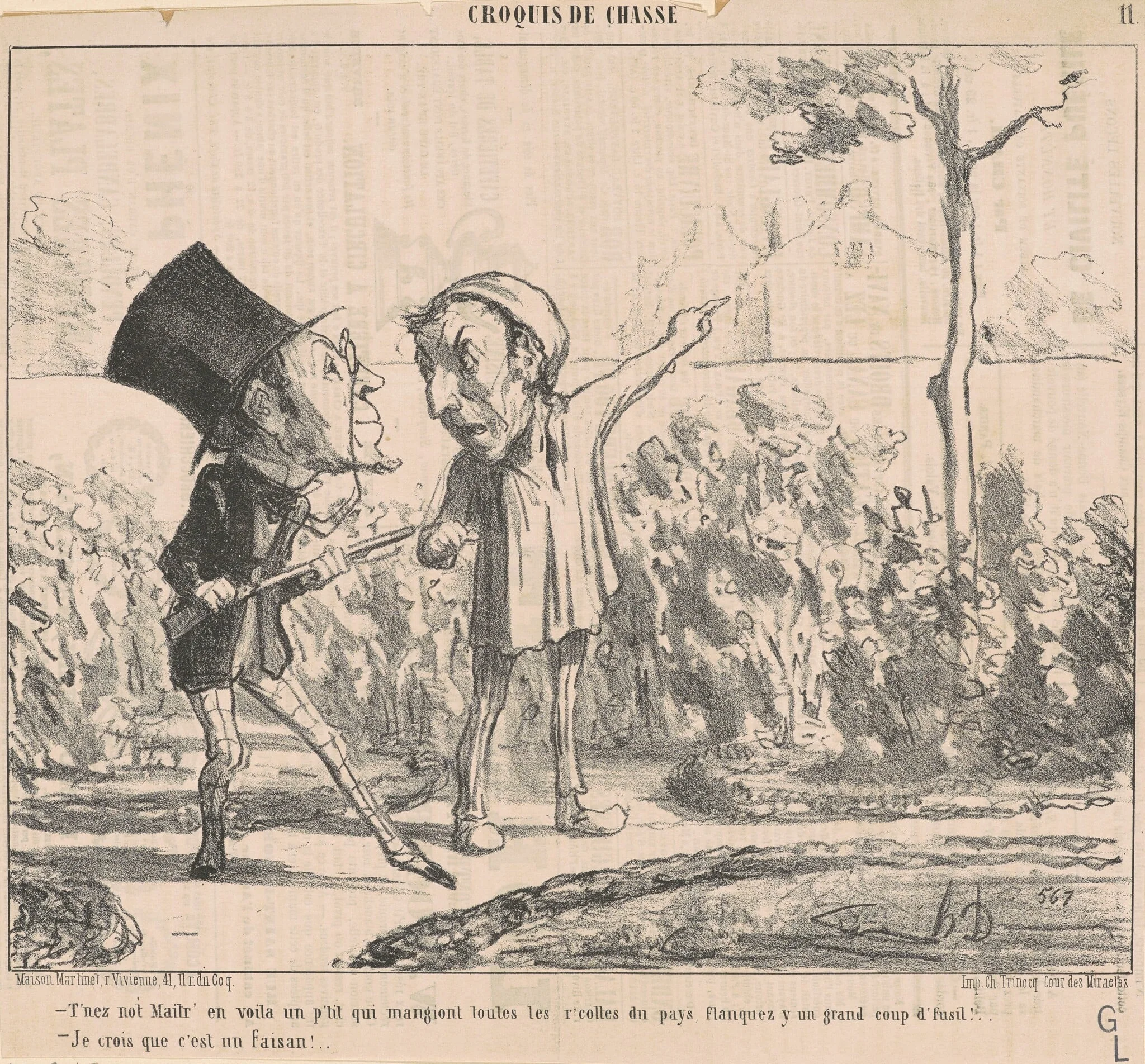 T'nez not' maitr' en voila un p'tit ..., by Honoré Daumier, ink, 1853
