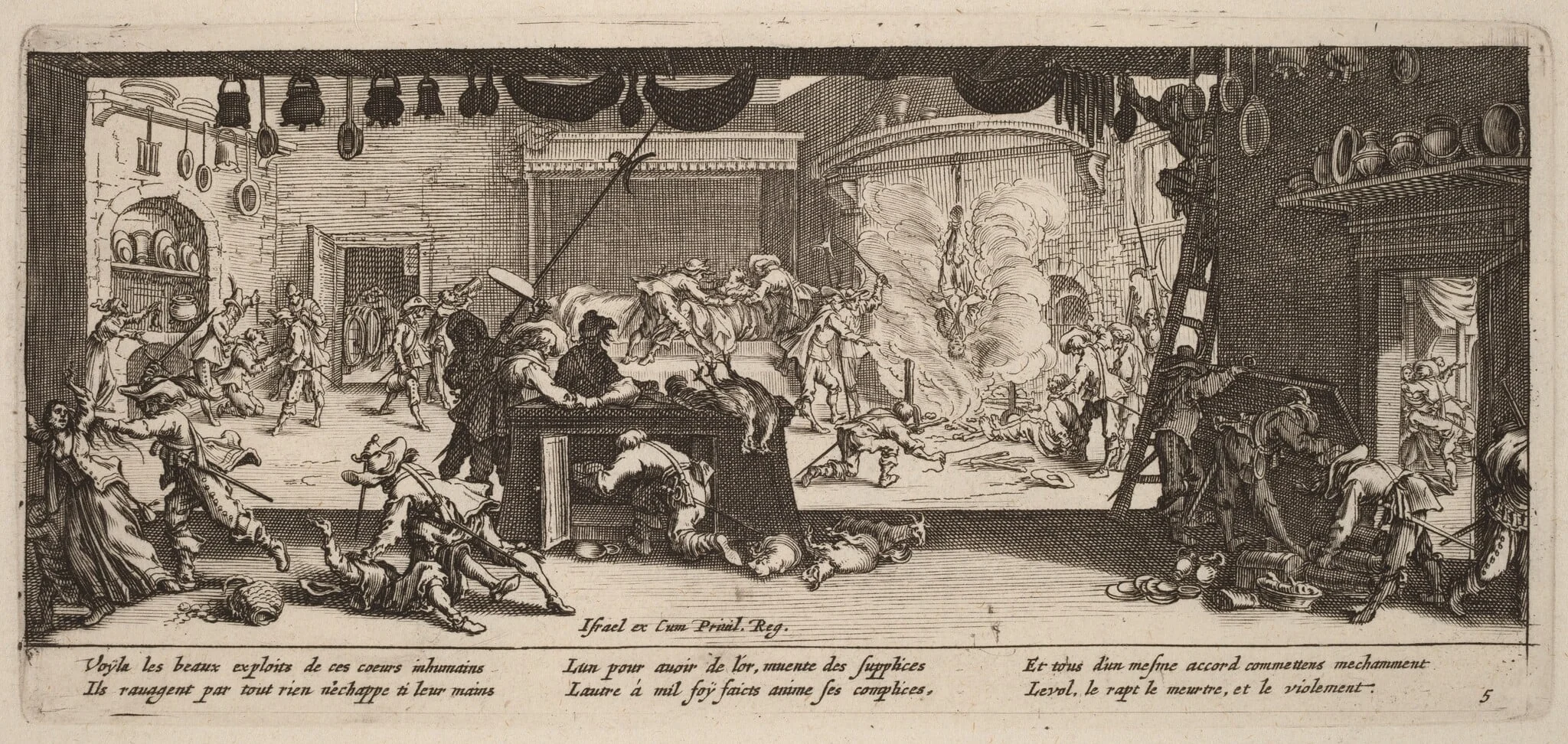 Plundering a Large Farmhouse, by Gerrit van Schagen, ink, 1642