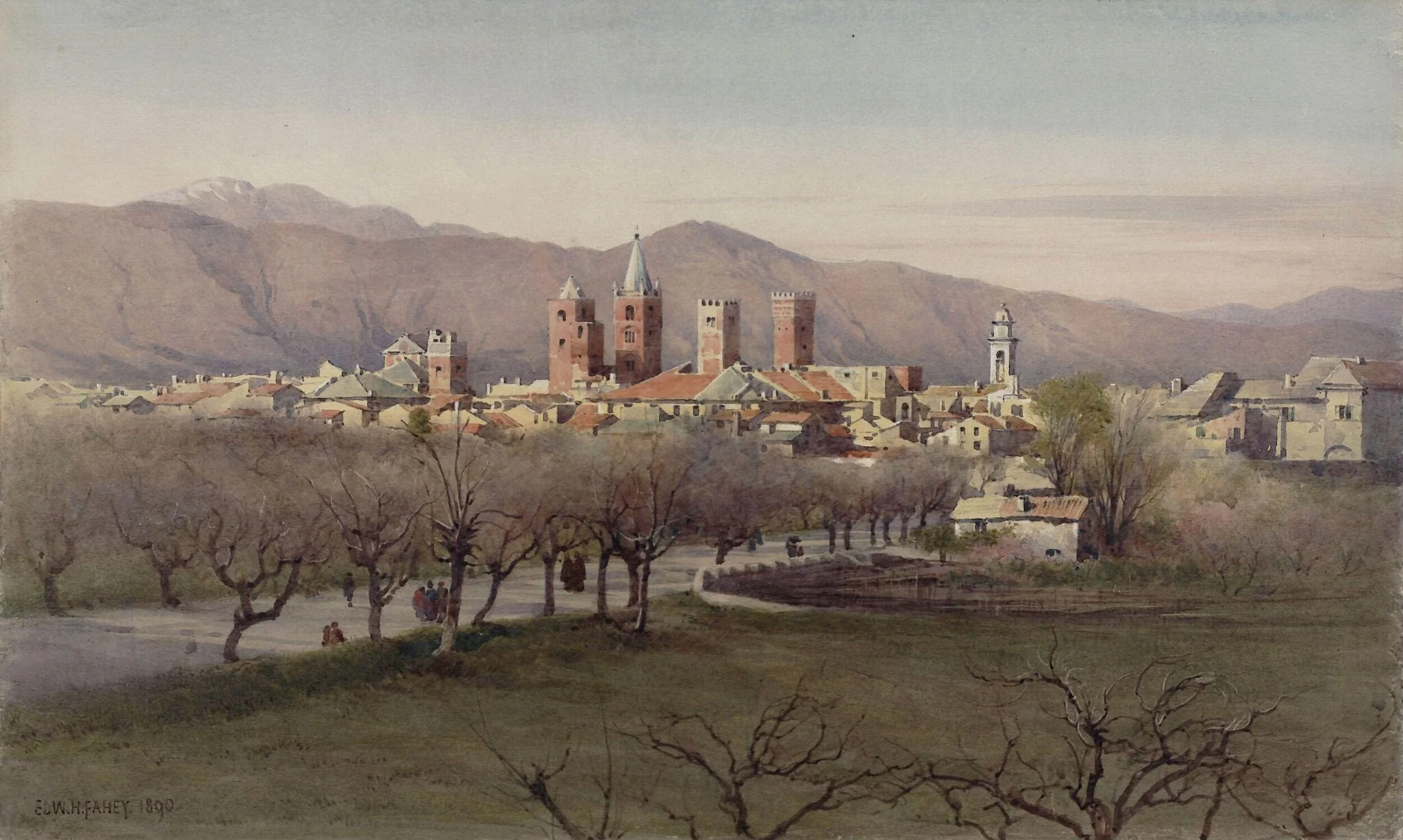 Albenga, a town on the Riviera, by Edward Henry Fahey, watercolor, 1890