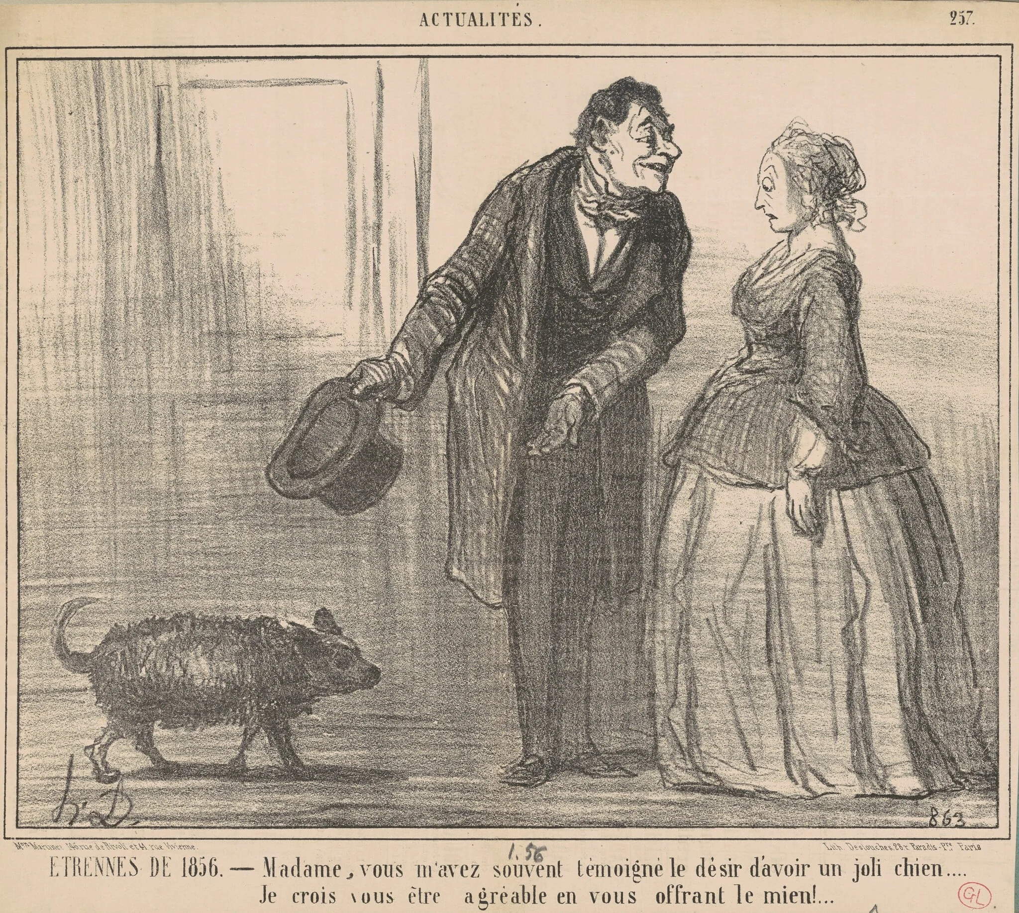 Etrennes de 1856 ..., by Honoré Daumier, ink, 1856