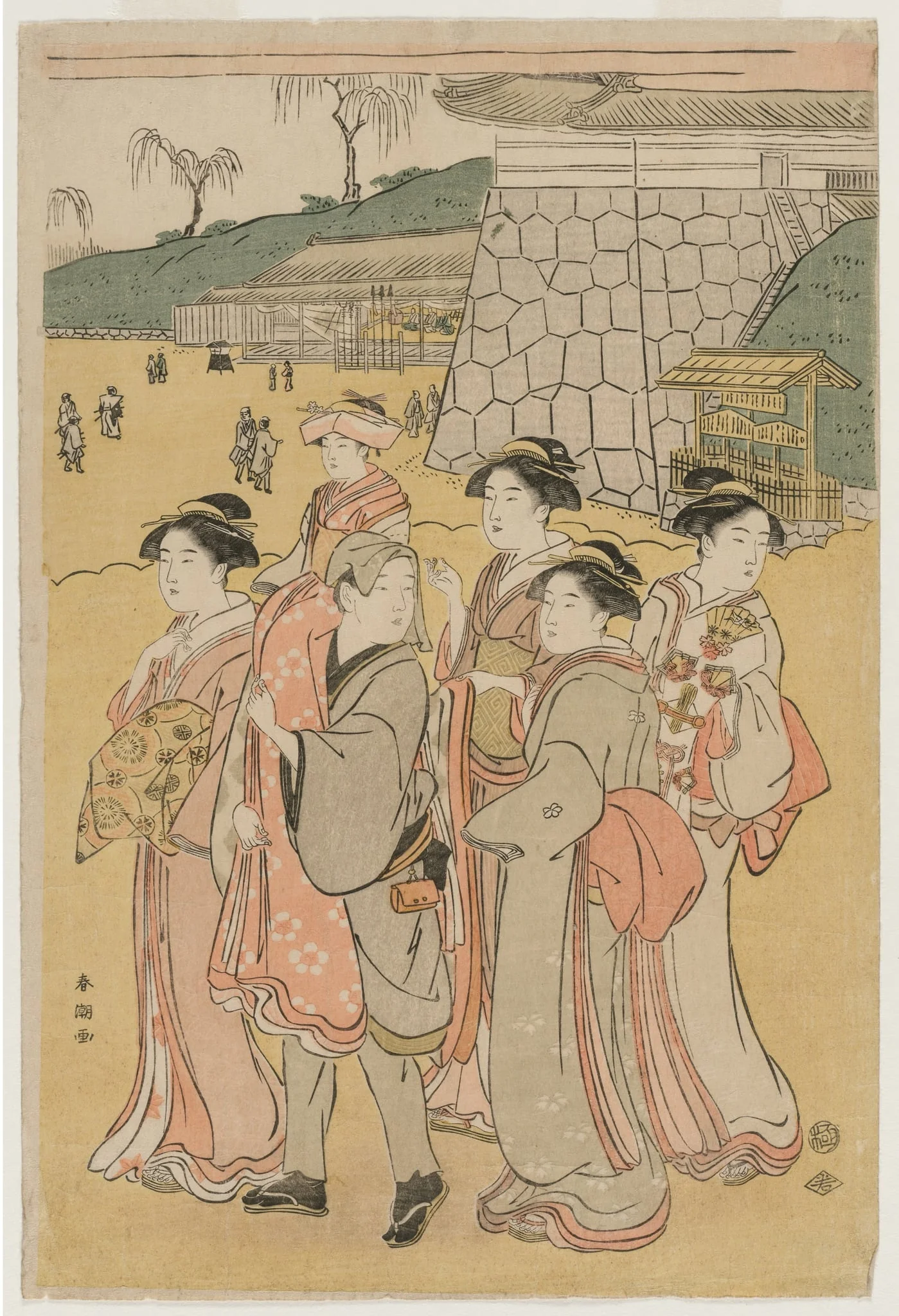 Women Accompanying a Girl to a Shrine, by Katsukawa Shunchō, 1794