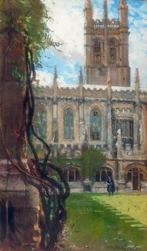 Magdalen College, Oxford, from the Cloisters, by John Fulleylove, oil, 1900