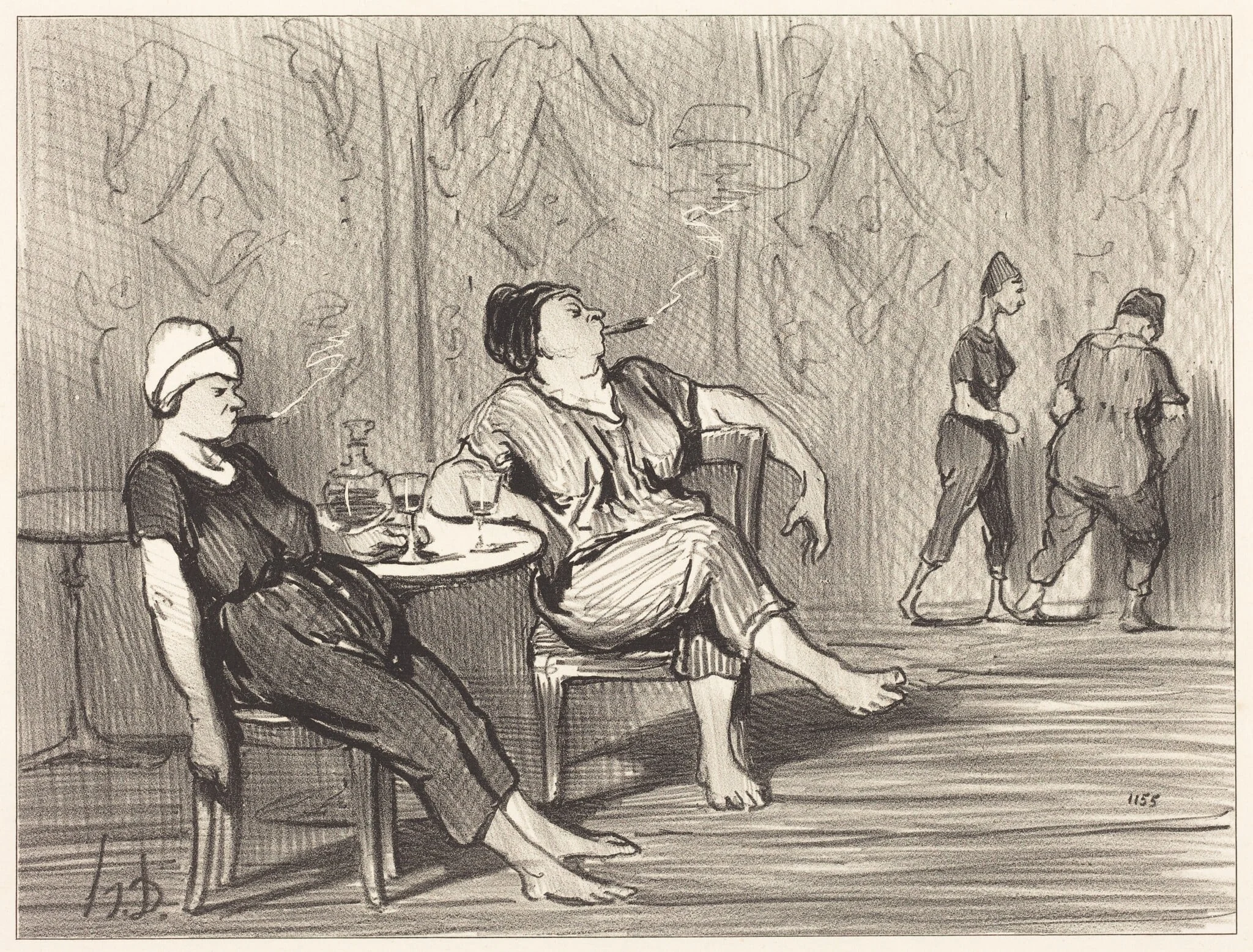 A la buvette, by Honoré Daumier, ink, 1847