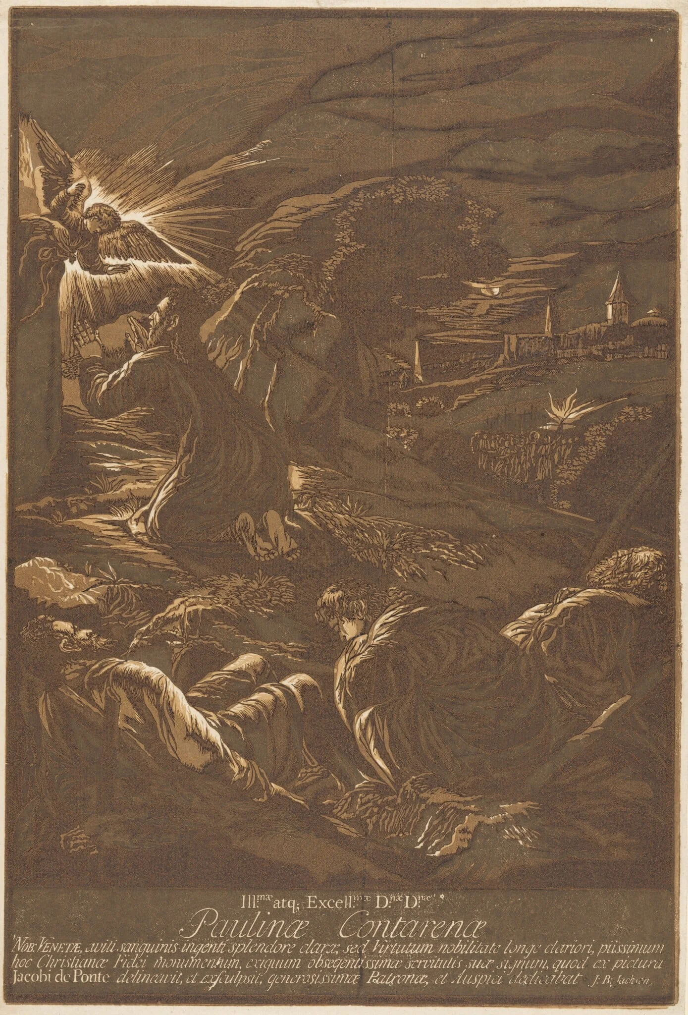 Christ on the Mount of Olives, by John Baptist Jackson, ink, 1743