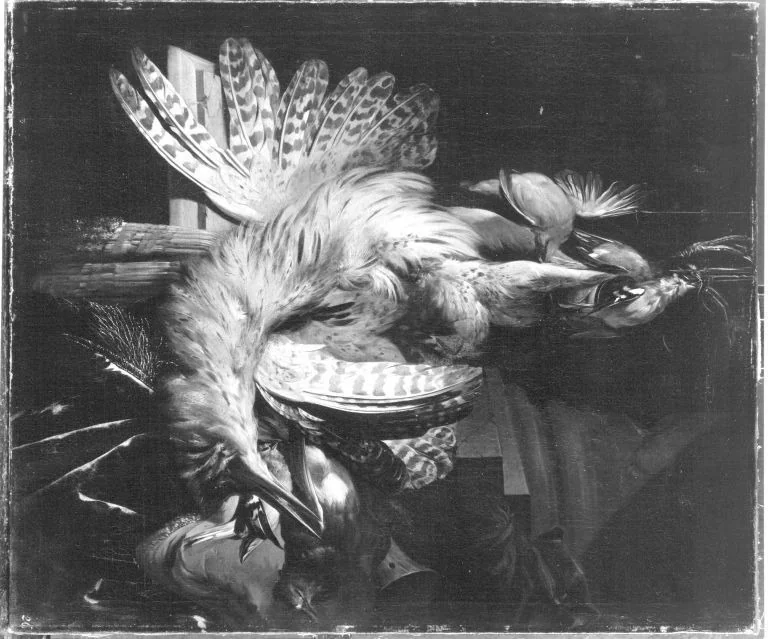 Jagdbeute mit Rohrdommel und weiteren Vögeln, by Abraham Mignon, unspecified, 1659