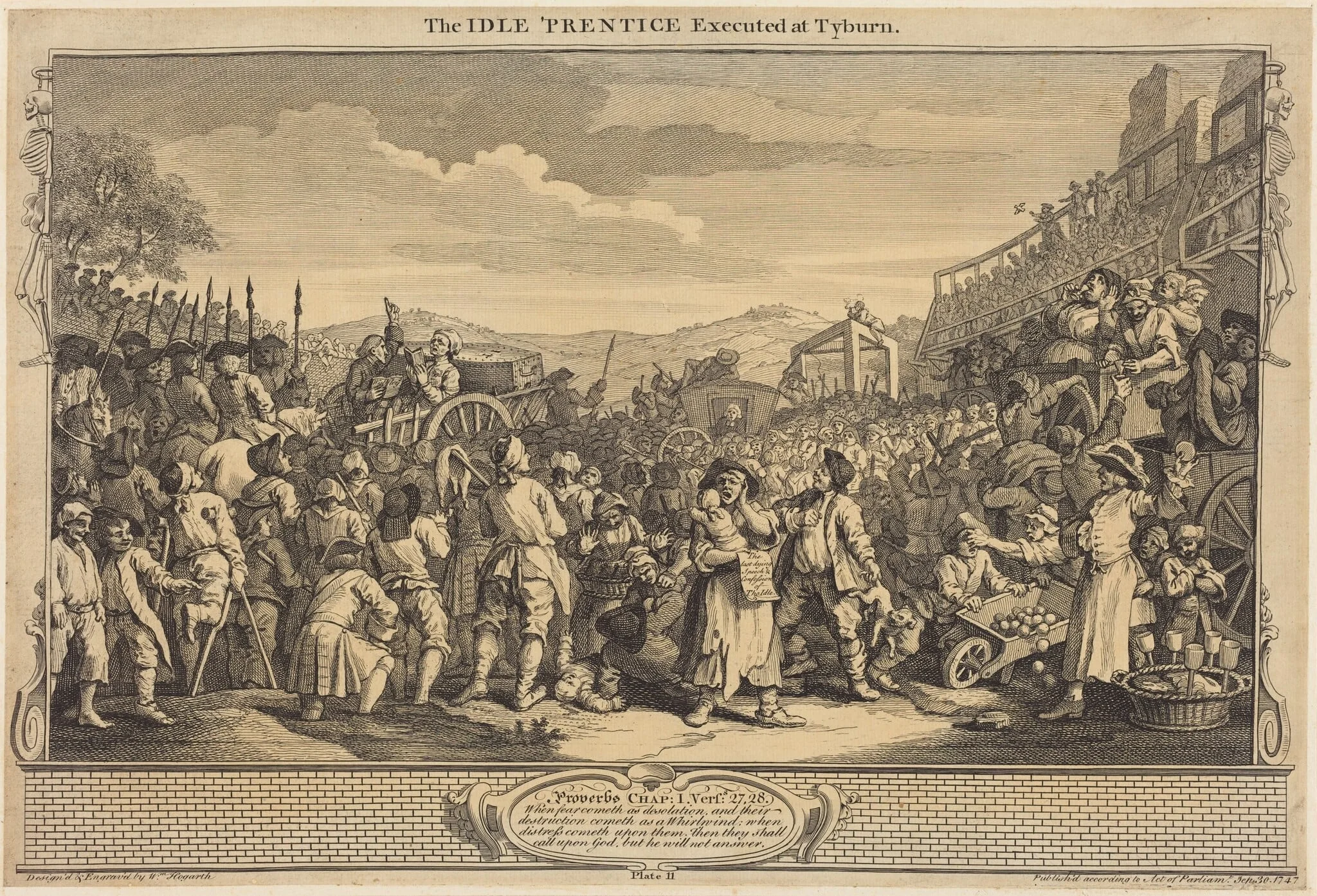 The Idle 'Prentice Executed at Tyburn, by William Hogarth, ink, 1747