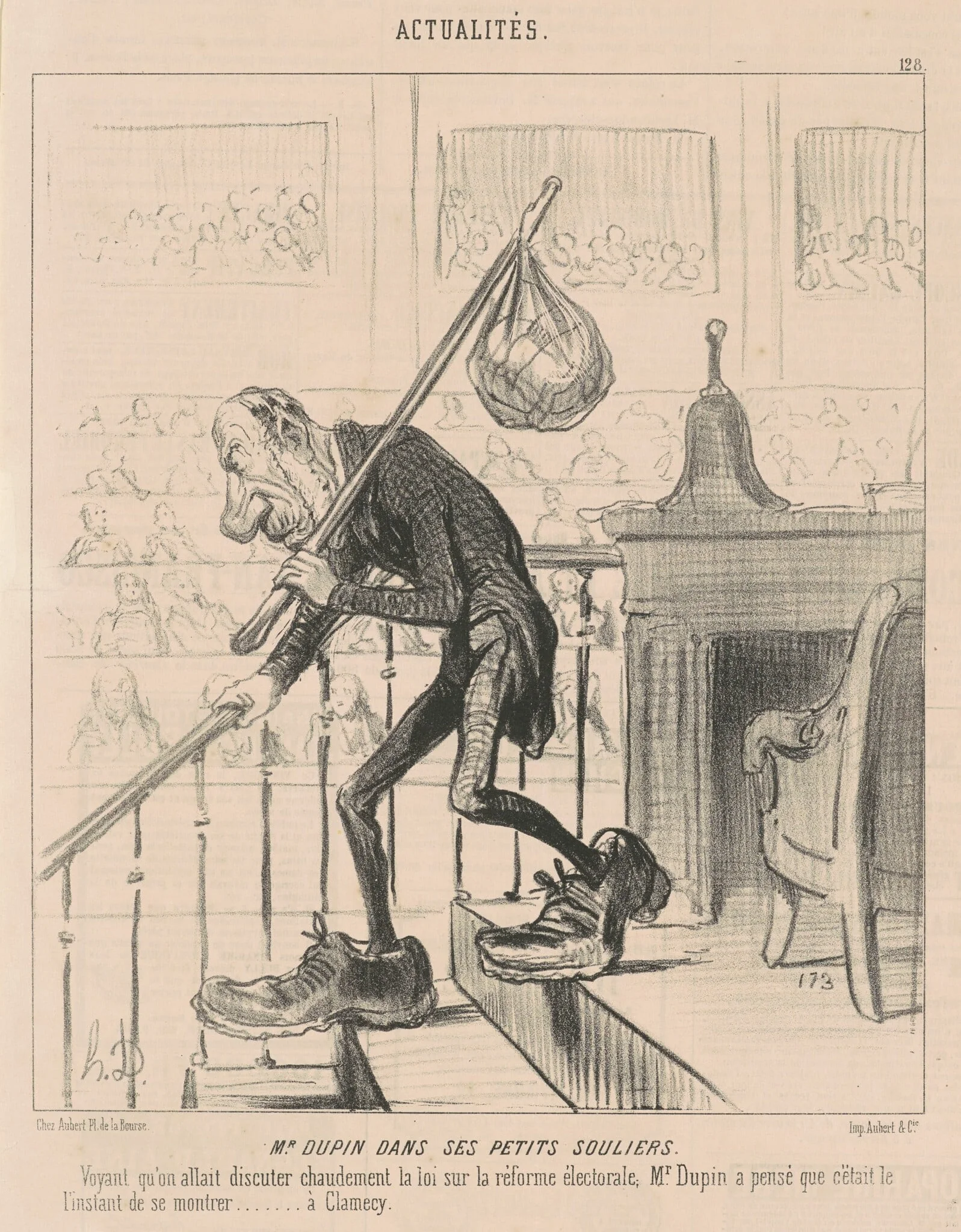M. Dupin dans ses petits souliers, by Honoré Daumier, ink, 1850