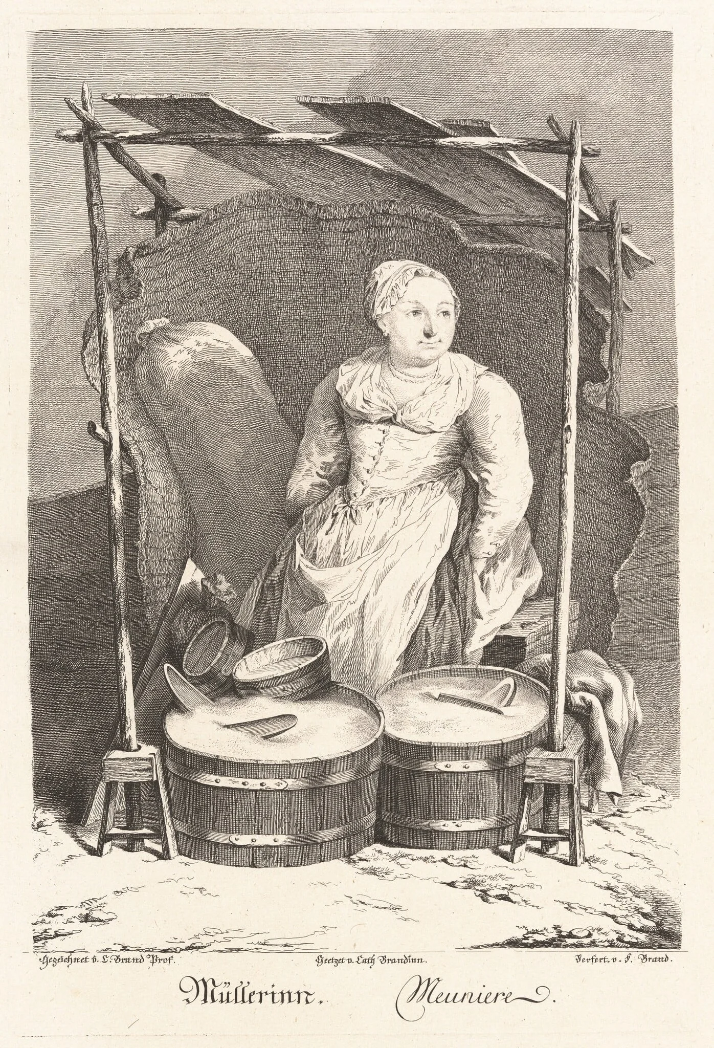 Müllerinn (Miller), by Friedrich August Brand, ink, 1775