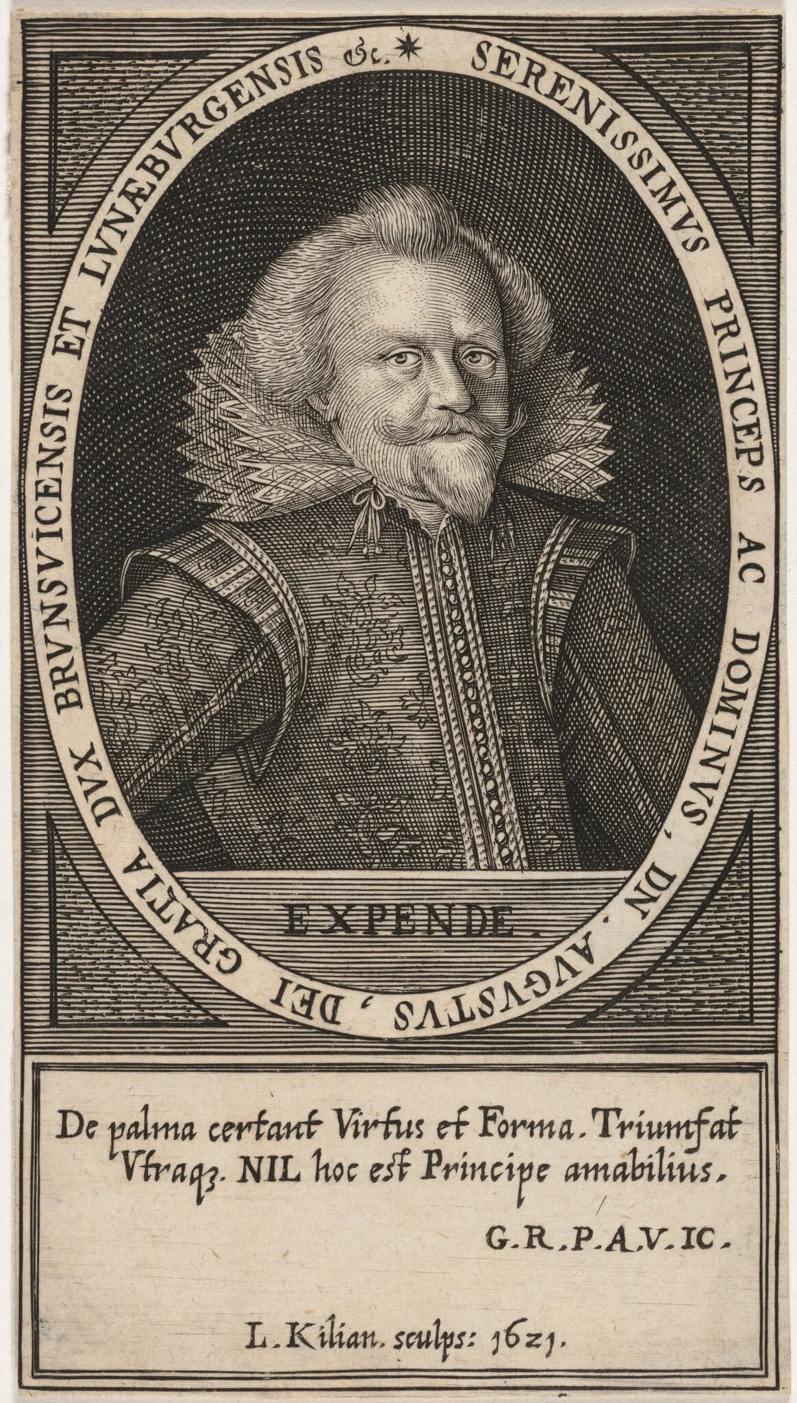 Augustus II, Duke of Brunswick, by Lucas Kilian, ink, 1621