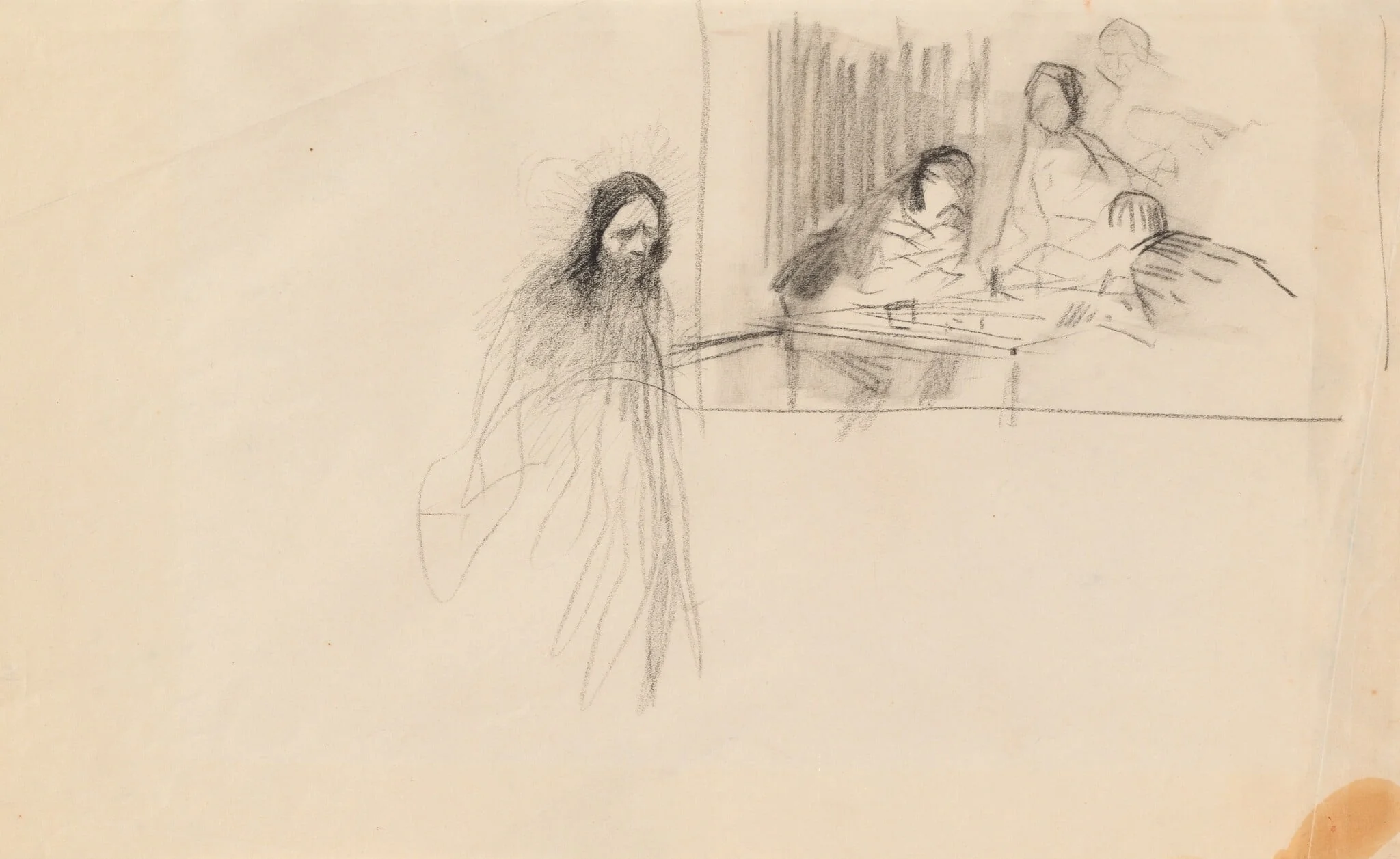 Christ at Emmaus, by Jean-Louis Forain, chalk, 1902